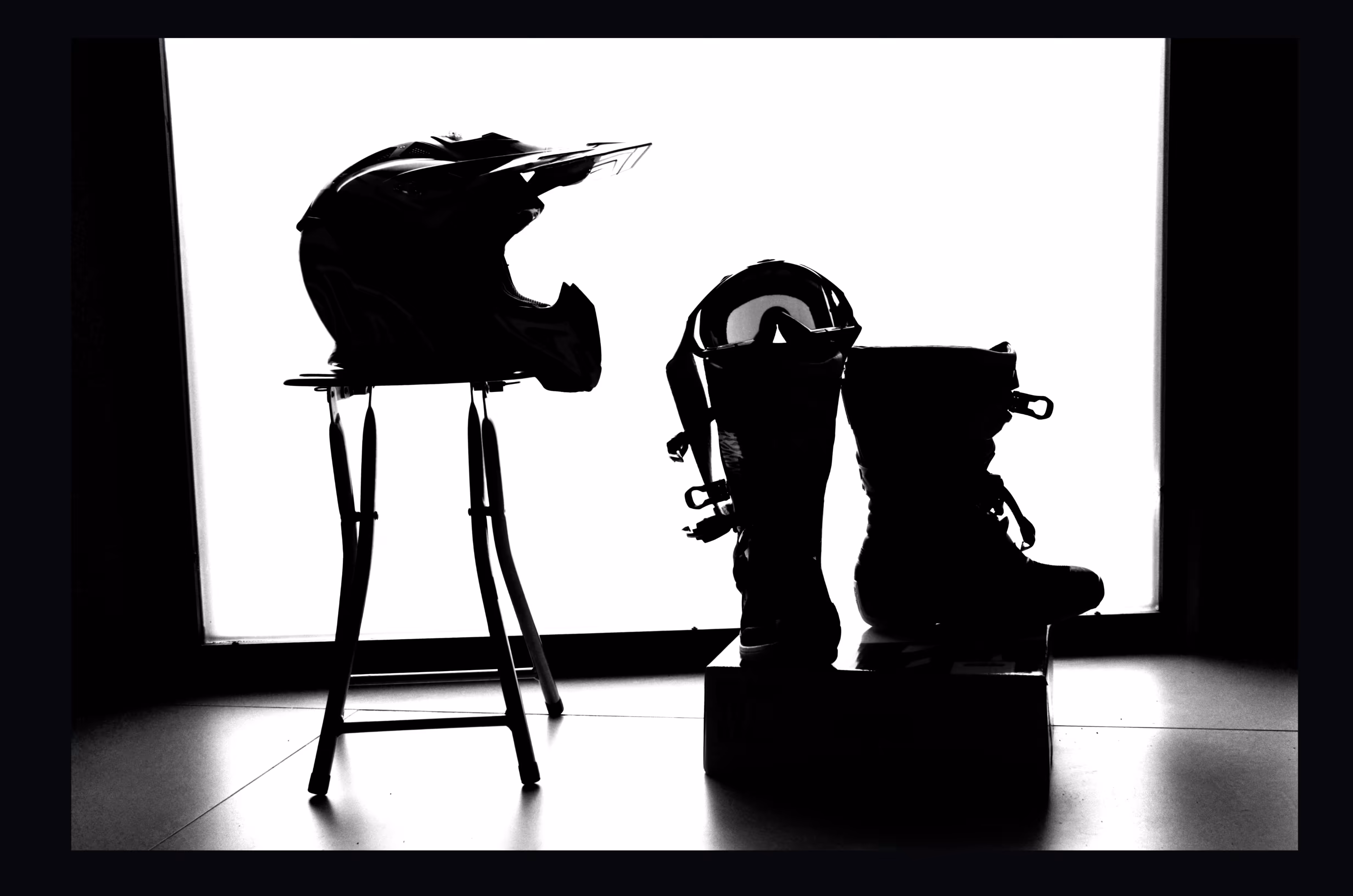 Motocross Equipment in Silhouette 