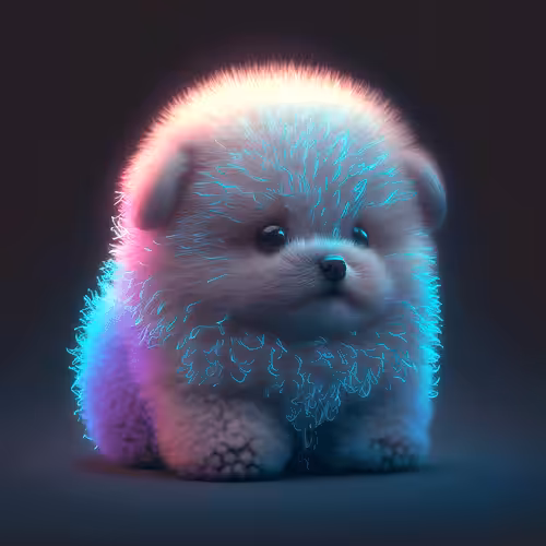 Neon Cute Pets: Fluffy Puppy