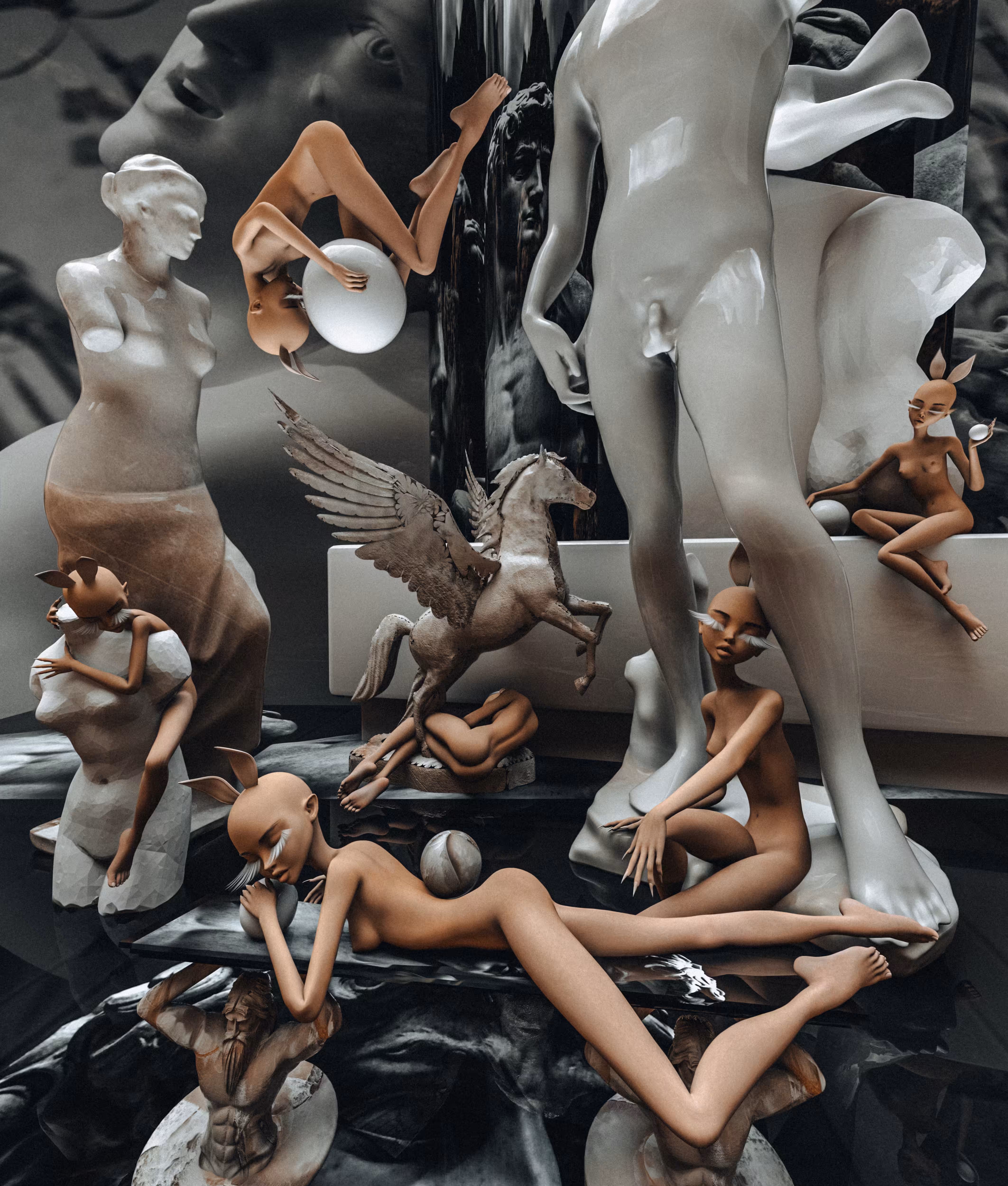 An Art museum with the sign "Don't touch"