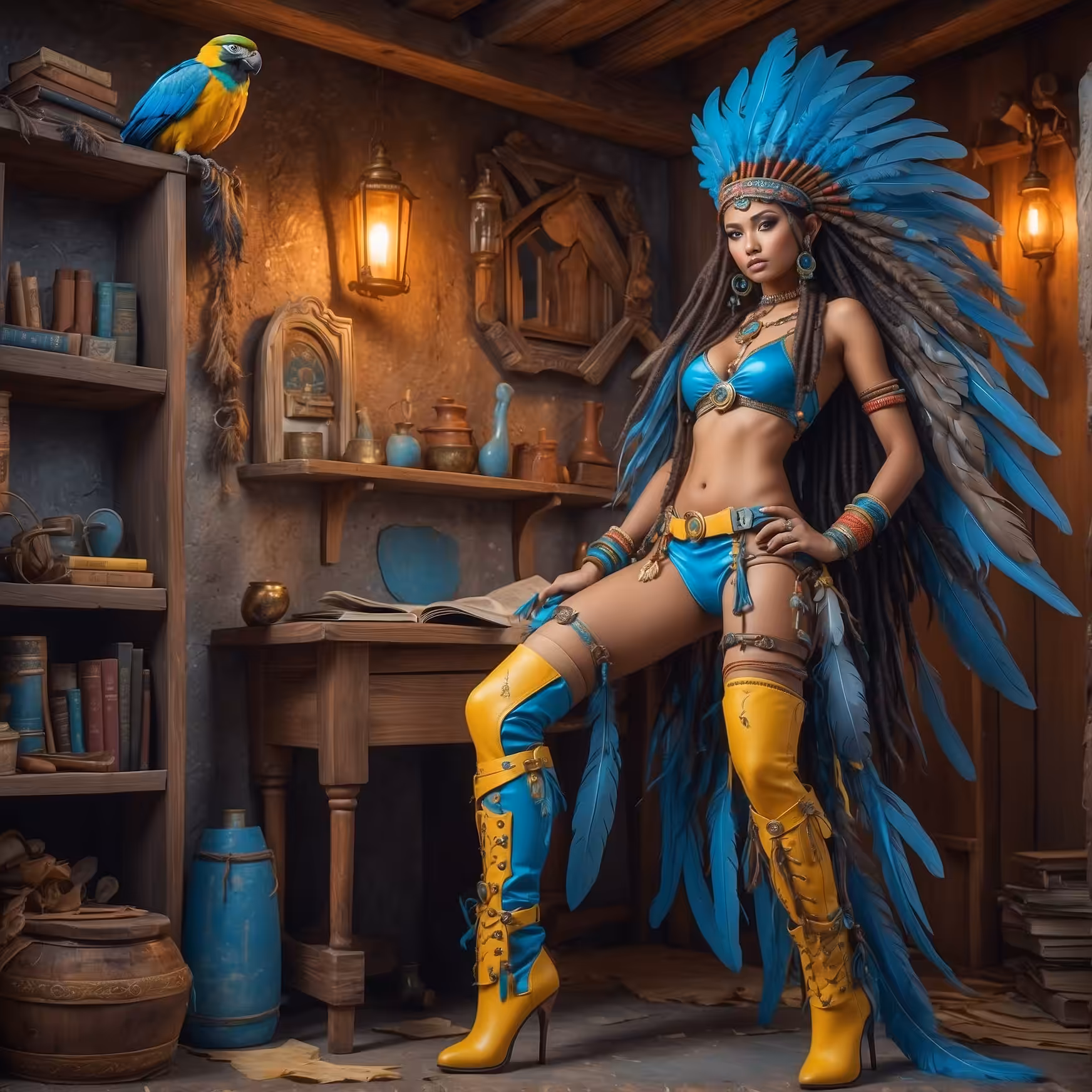 Woman and Parrot