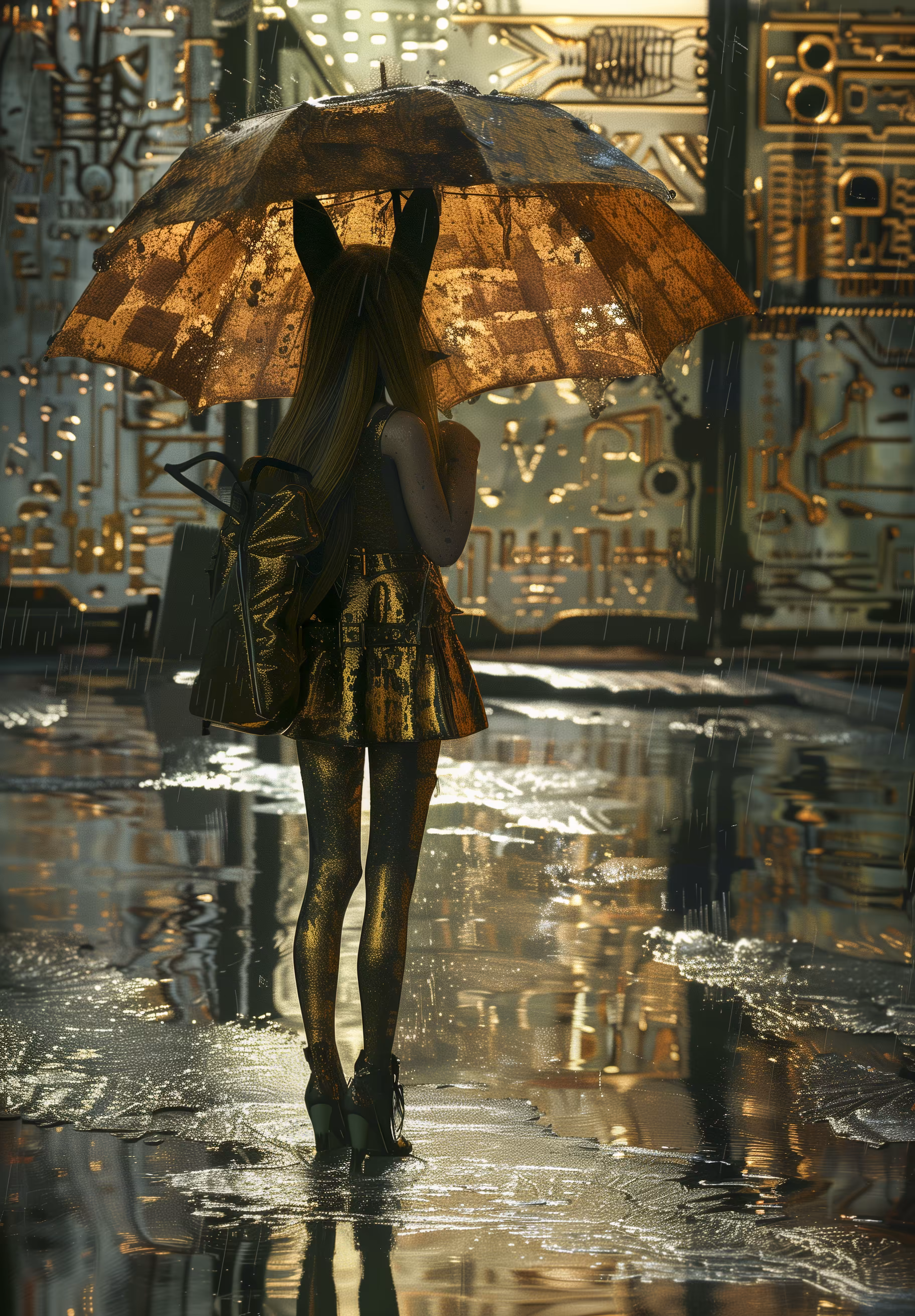 Dirty Golden City on a Rainy Day