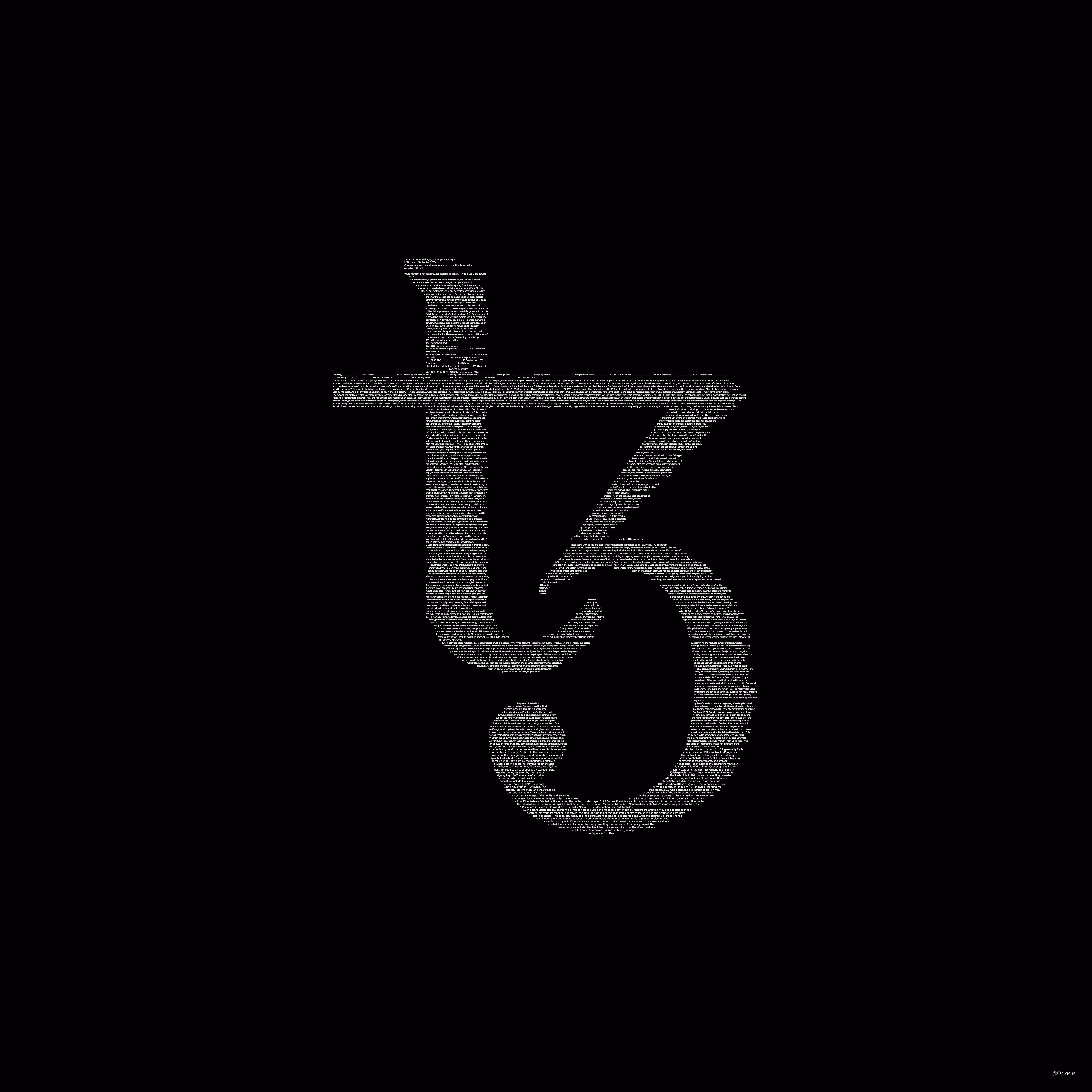 Tezos logo made of its white paper