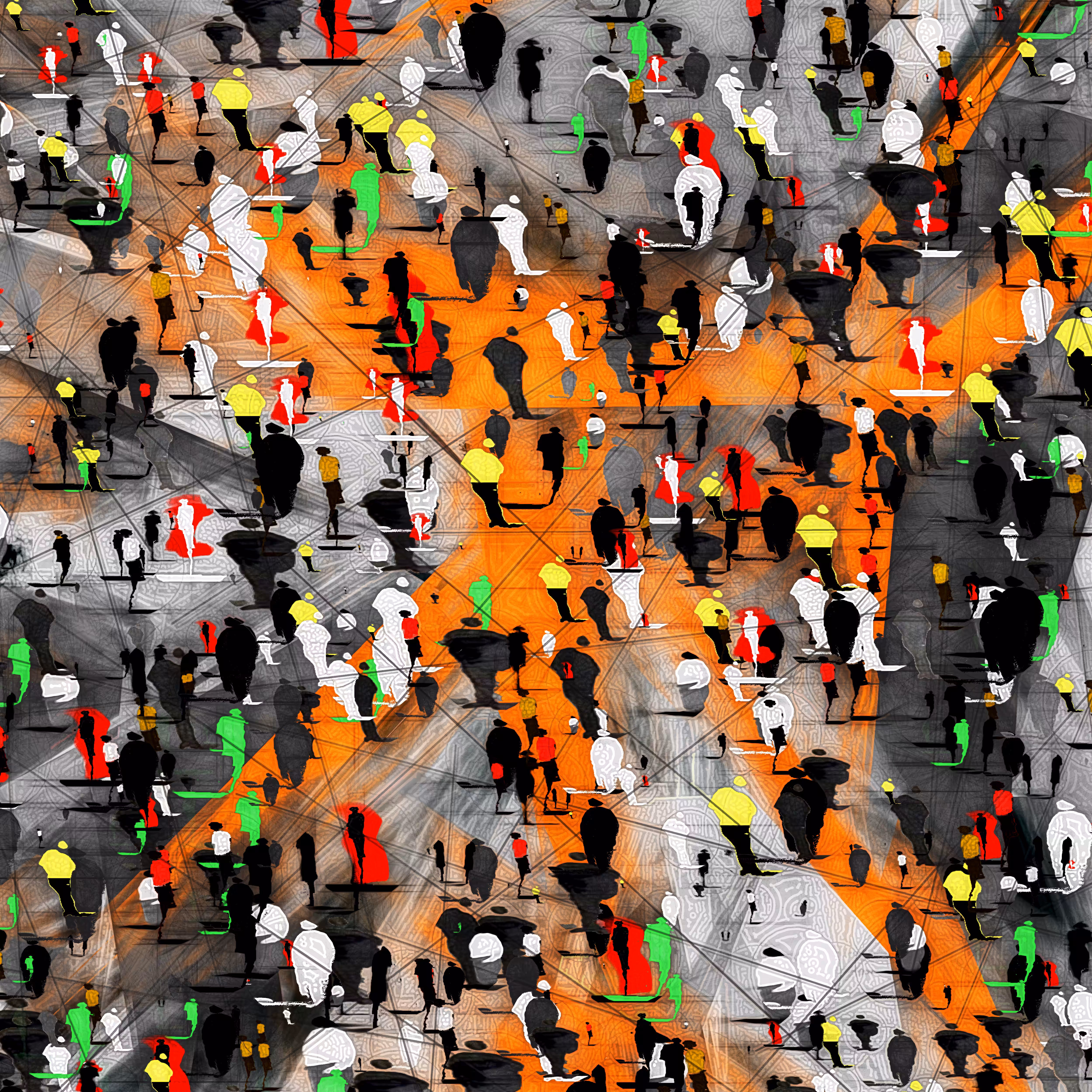 Generative Arts: People on the street #04 generative Art by P5js and ArtH2O 