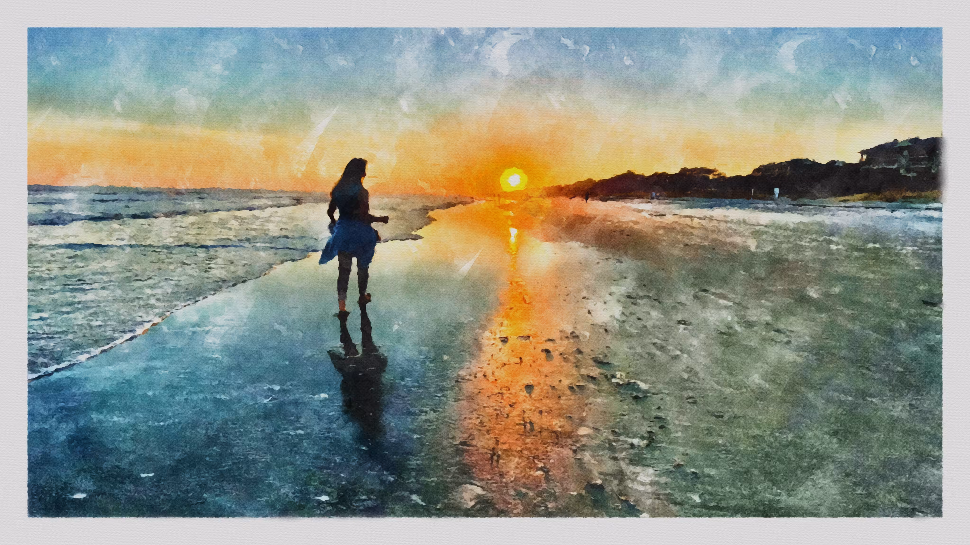 Watercolor - Walking on the Dark Side