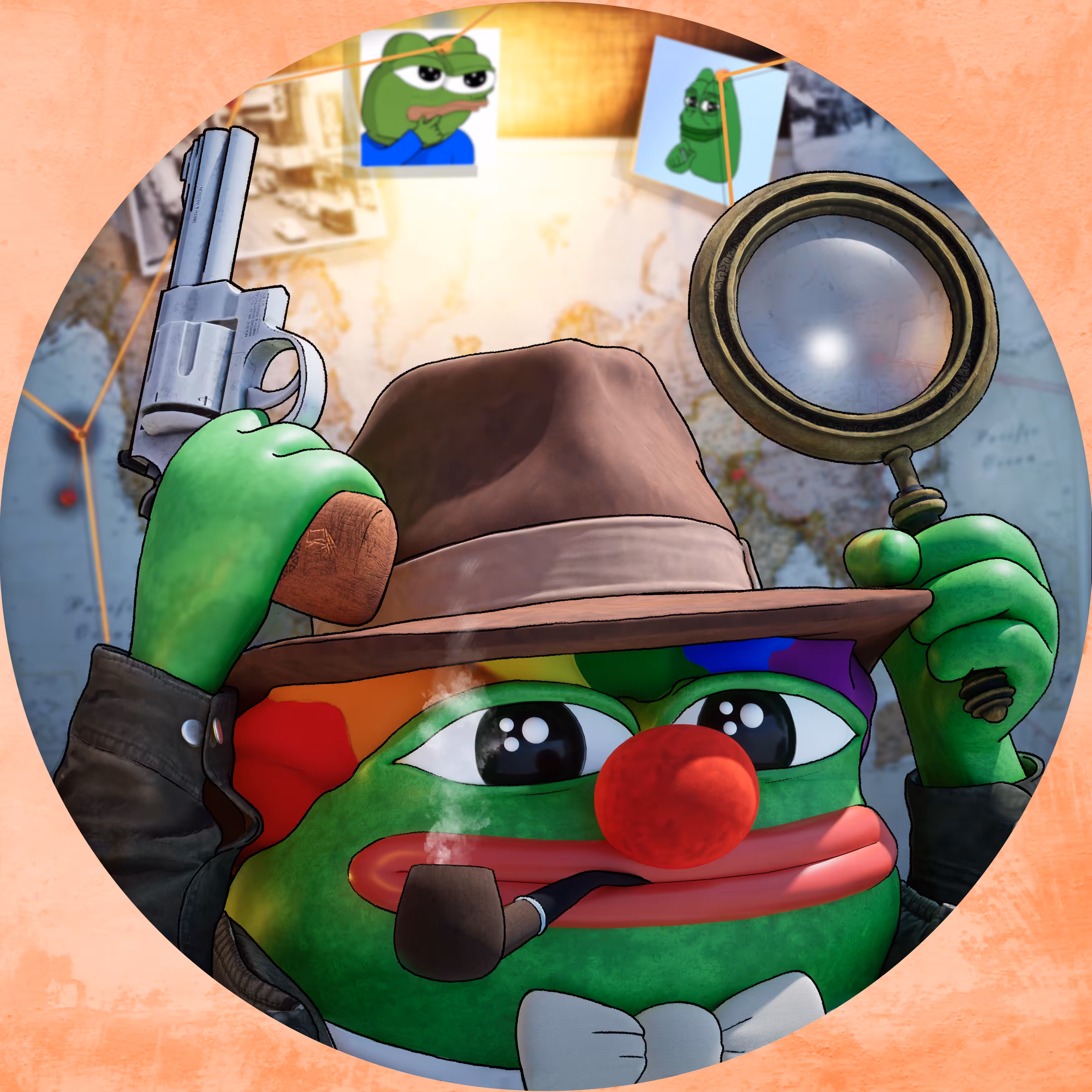 PEPE CLOWN DETECTIVE SKULL