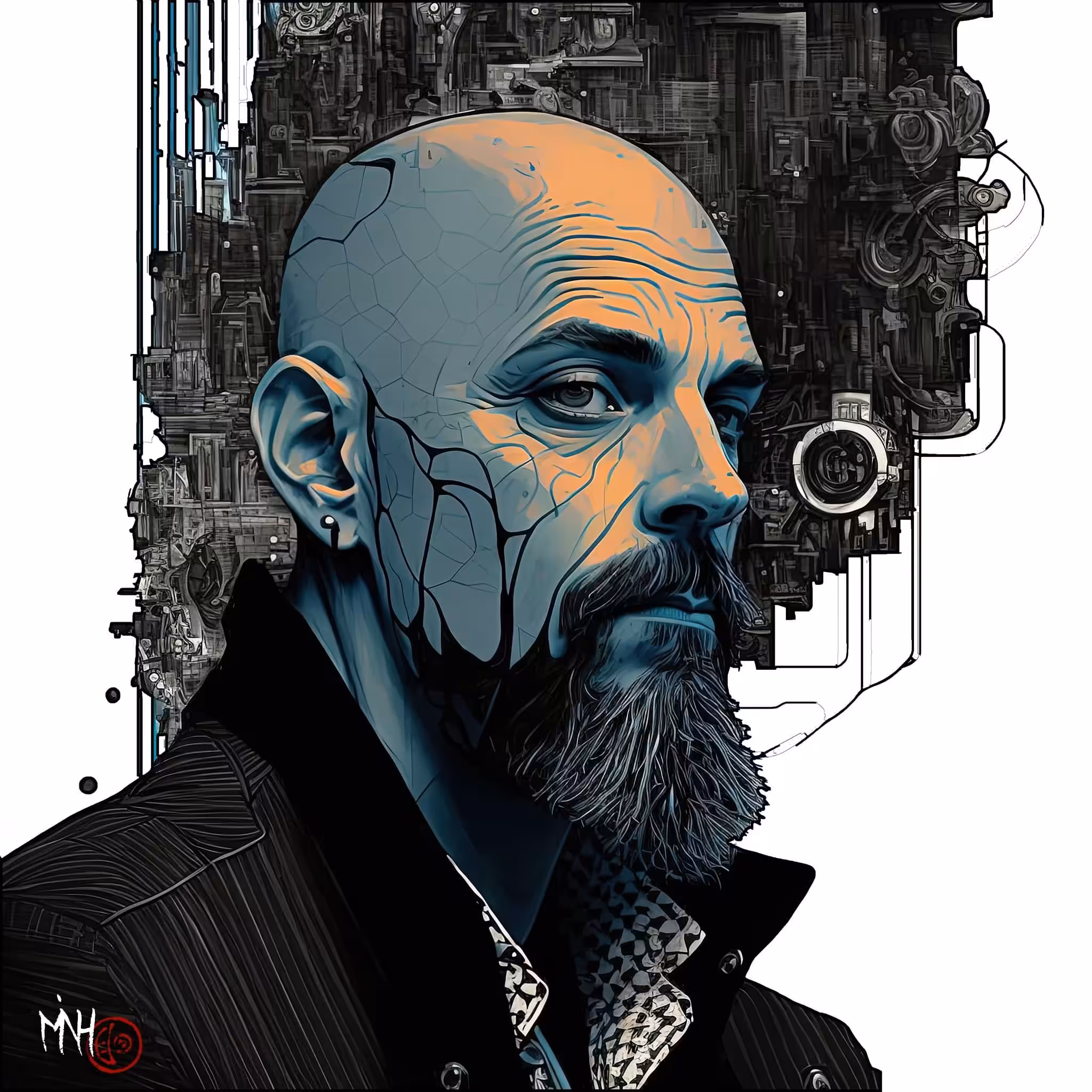 Deep-Learning: Neal Stephenson AI portrait