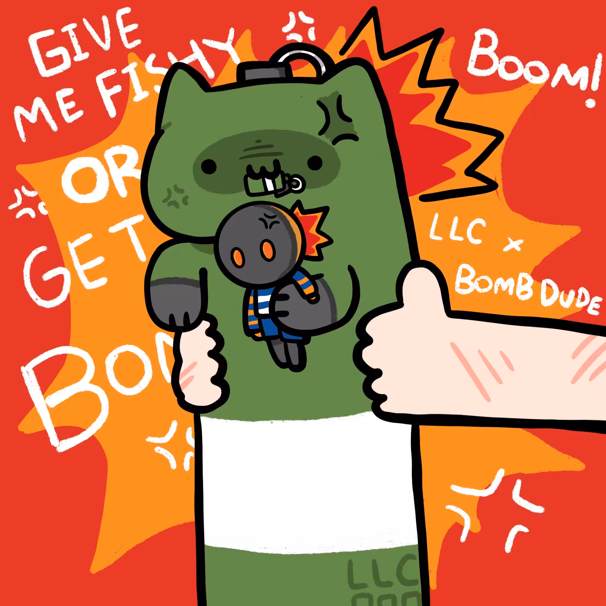 Long long cat  X  BOMB DUDE !