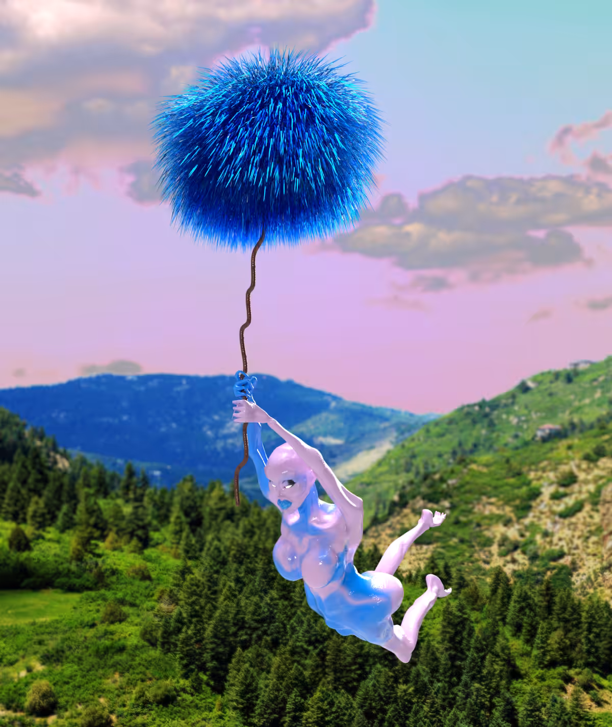 Blue Rebecca Flying In