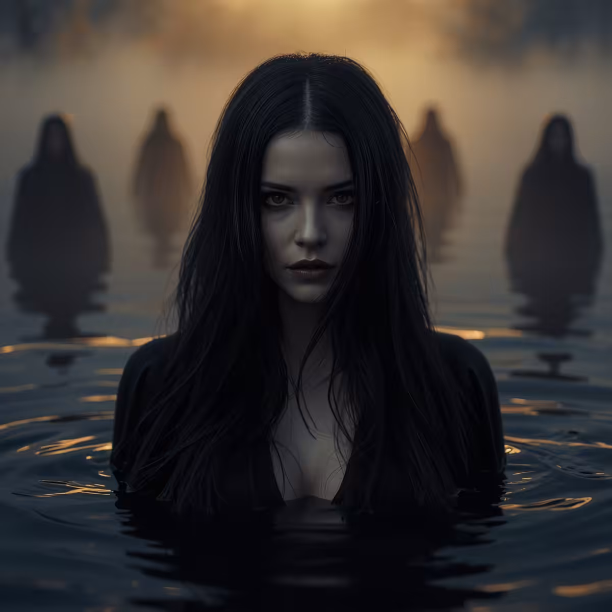 Woman in the fog
