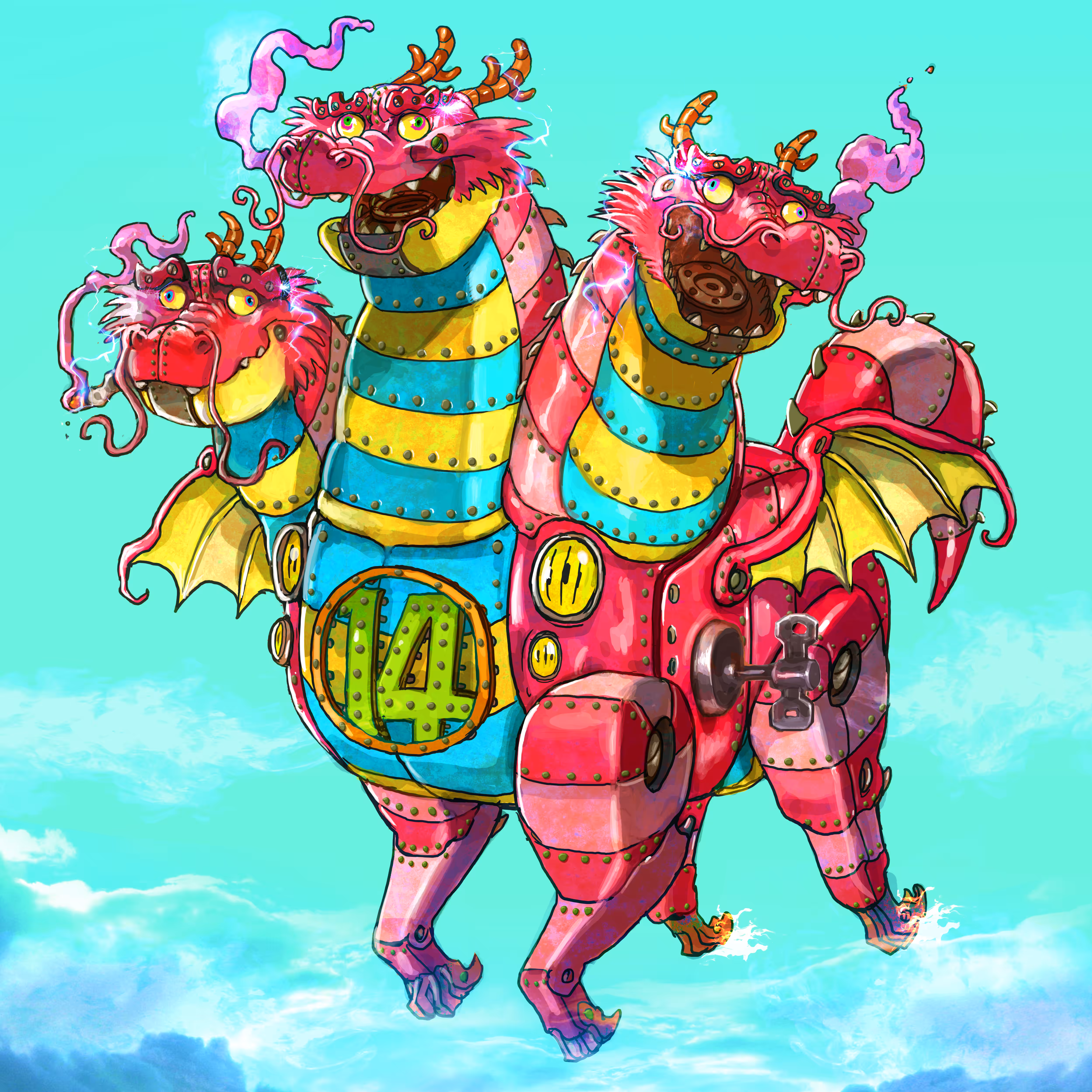 Three Headed Wind Up Dragon #14