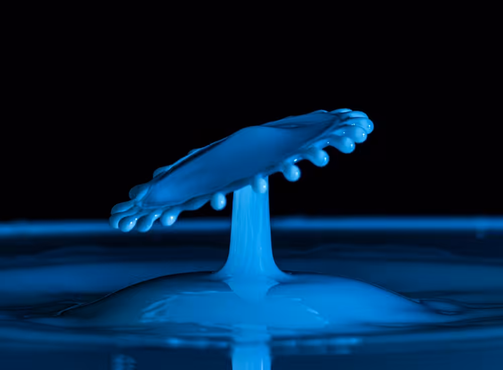 Milk drop in blue