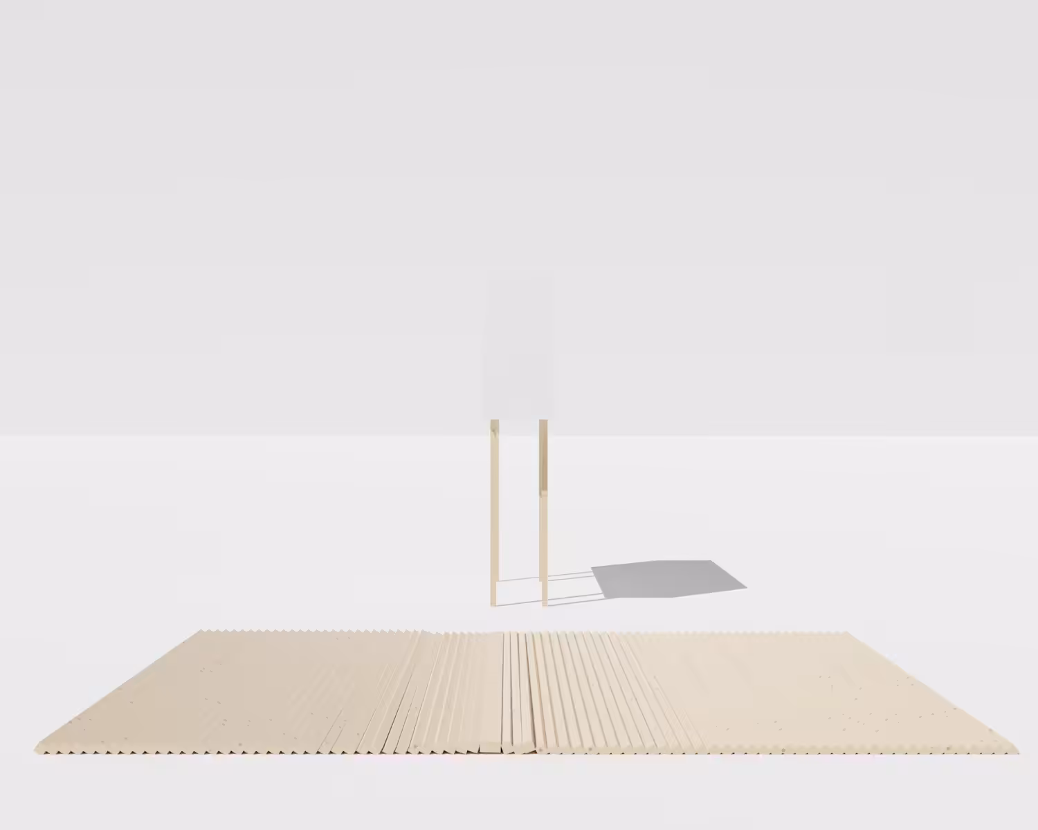 80 pieces of 3 meter long 2" x 2" timber drawn to a white object on a stand