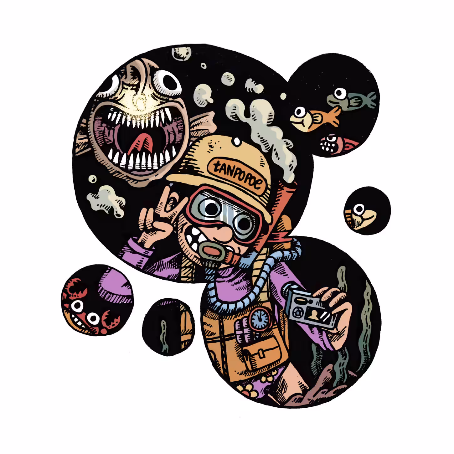 diver and monster fish