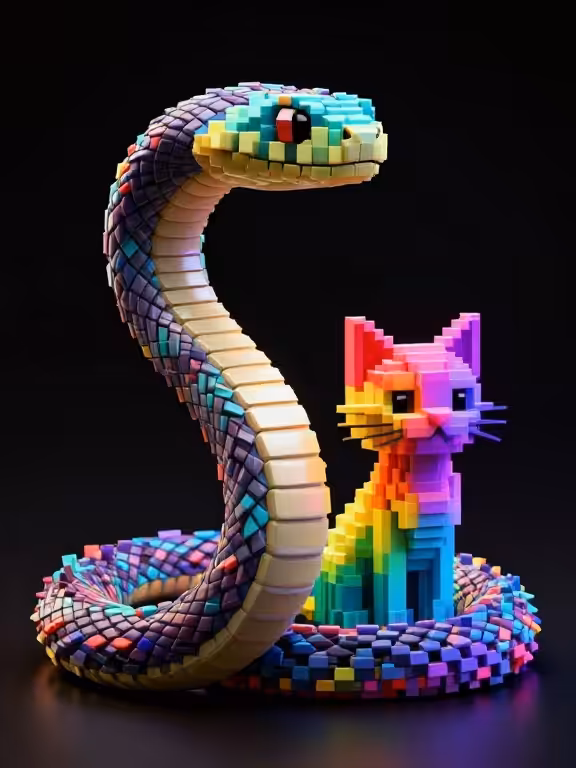 snake and cat