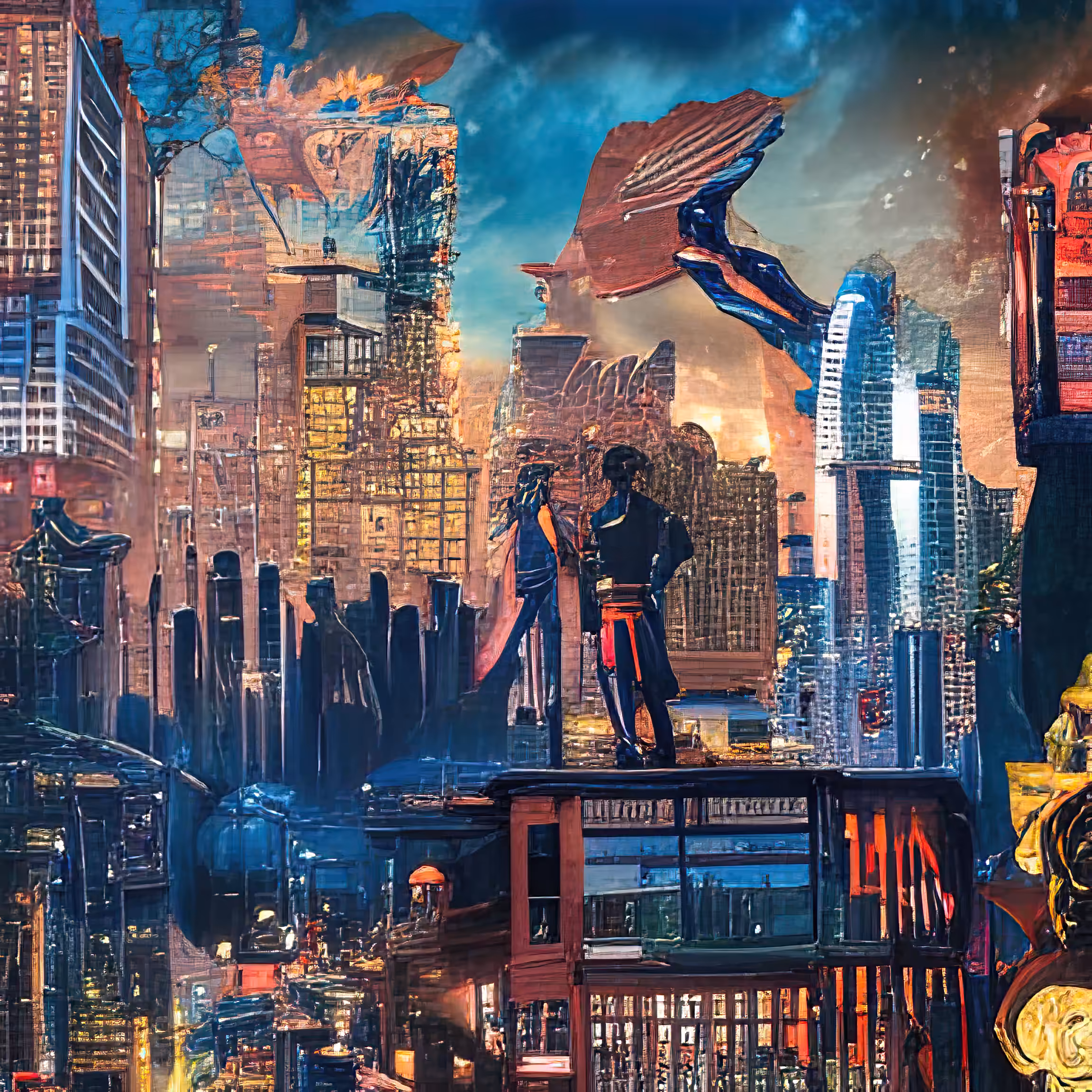 cyberpunk city panorama night 268473096