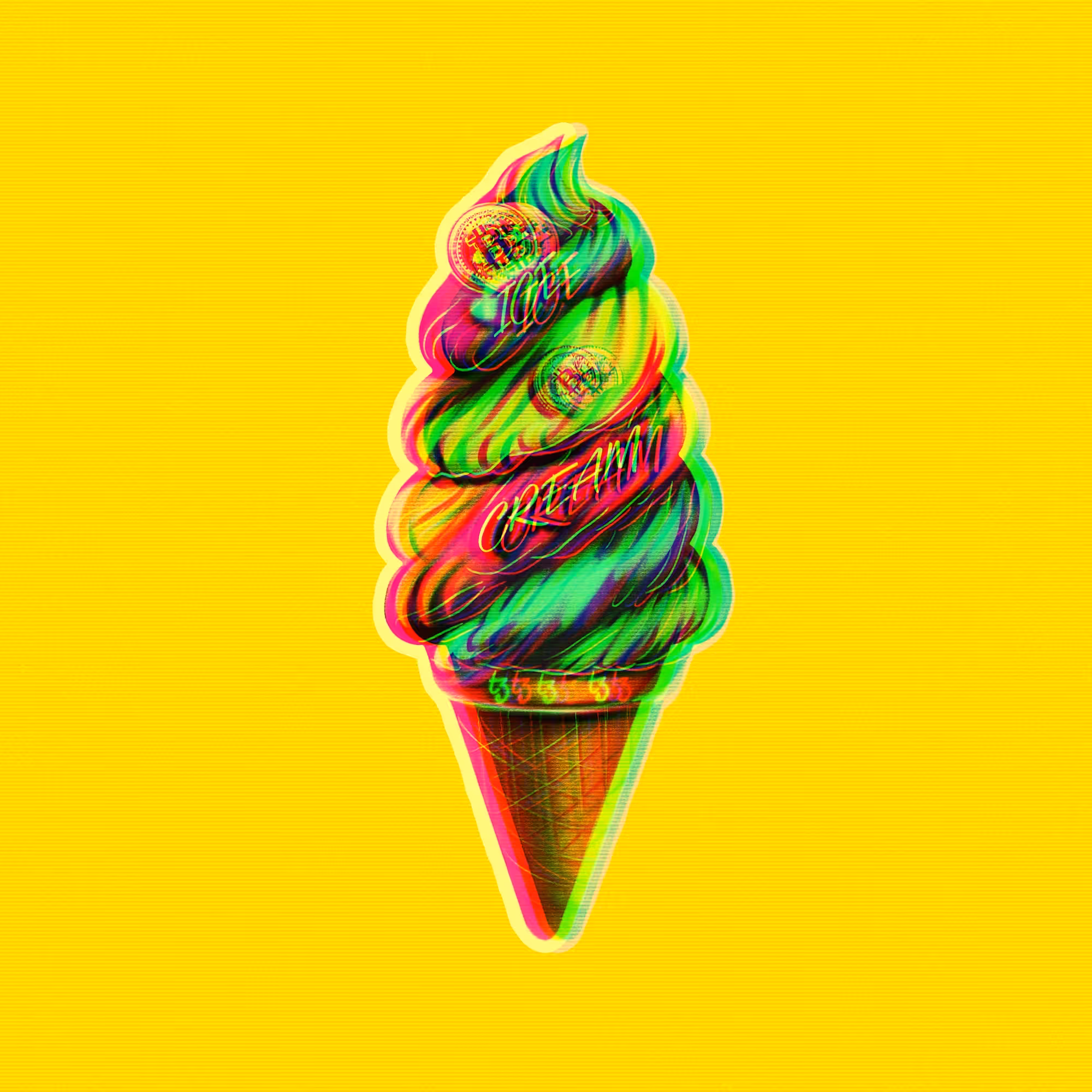 Glitchy ice cream with crypto