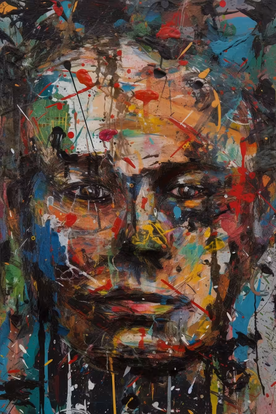  The canvas depicts a face