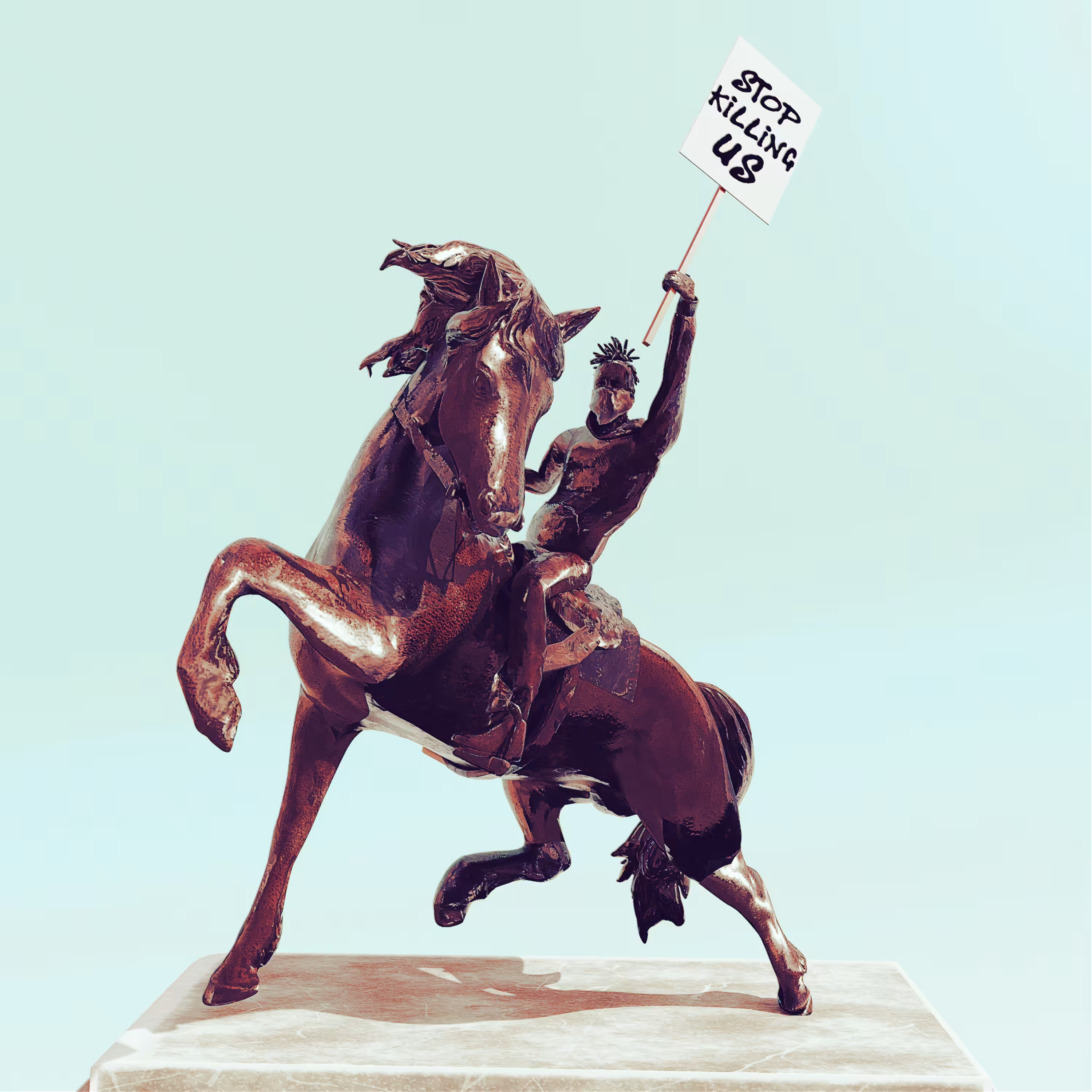 Rider in the protest