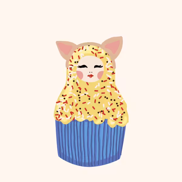Cute Matryoshka Doll Cupcake Series #4