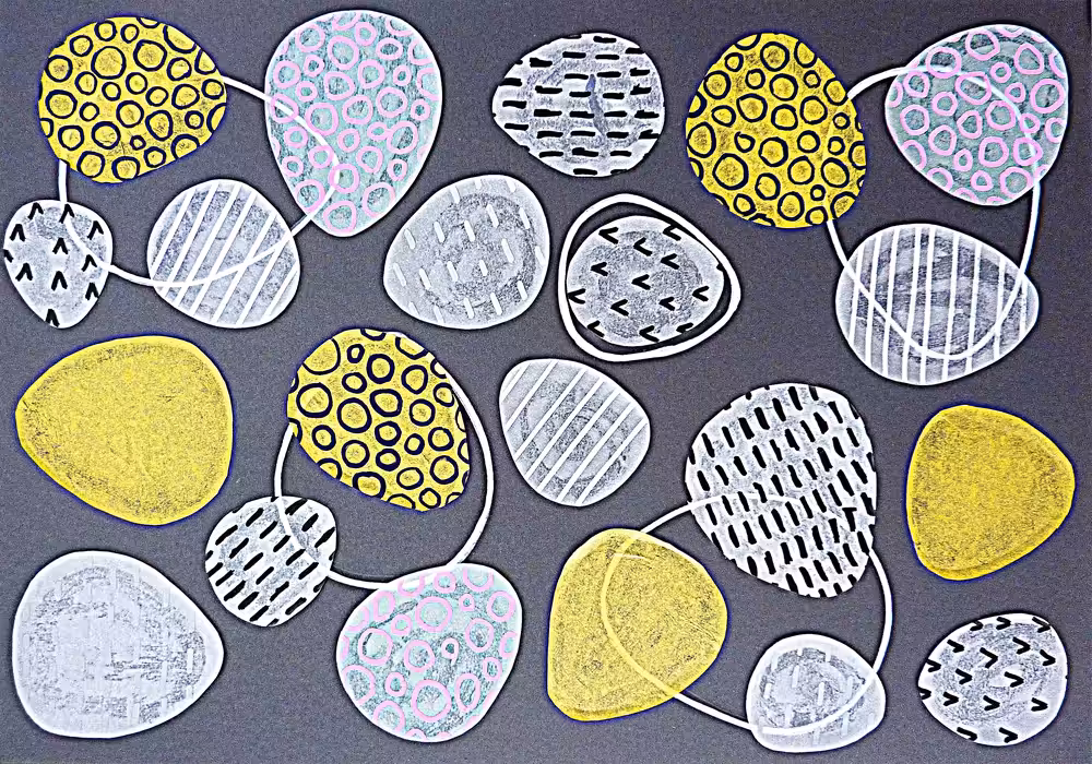 Yellow and Gray Abstract Coneflowers