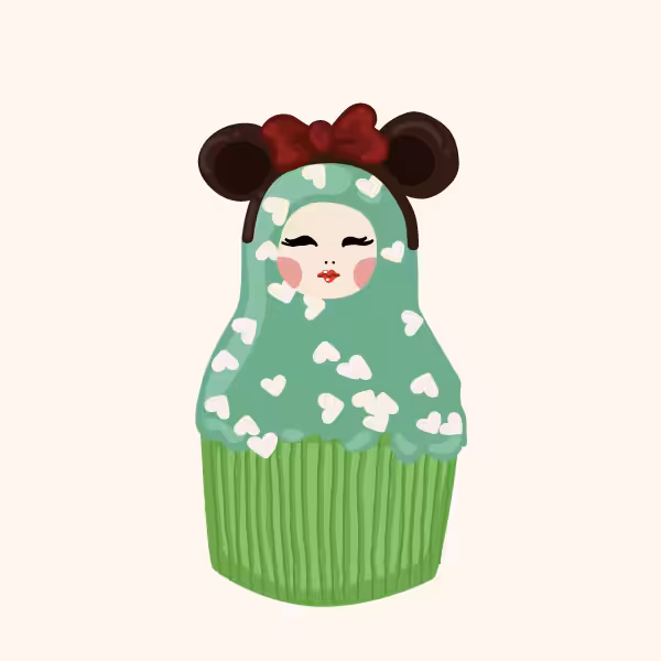 Cute Matryoshka Doll Cupcake Series #14
