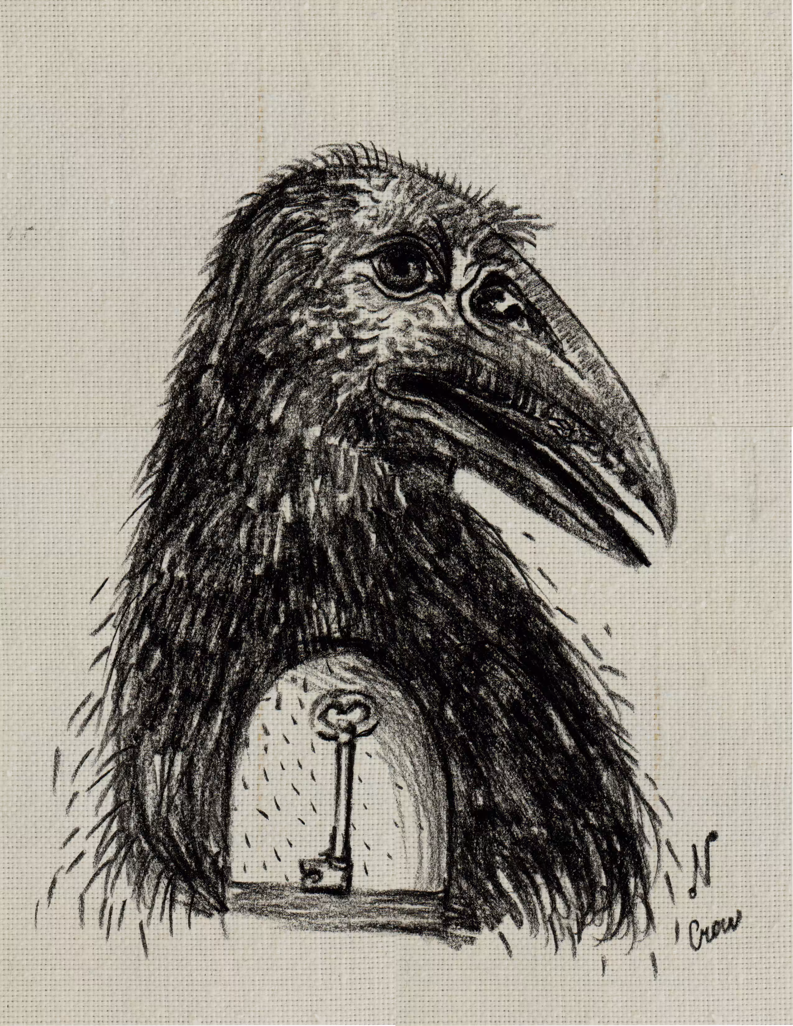 Crow with a key