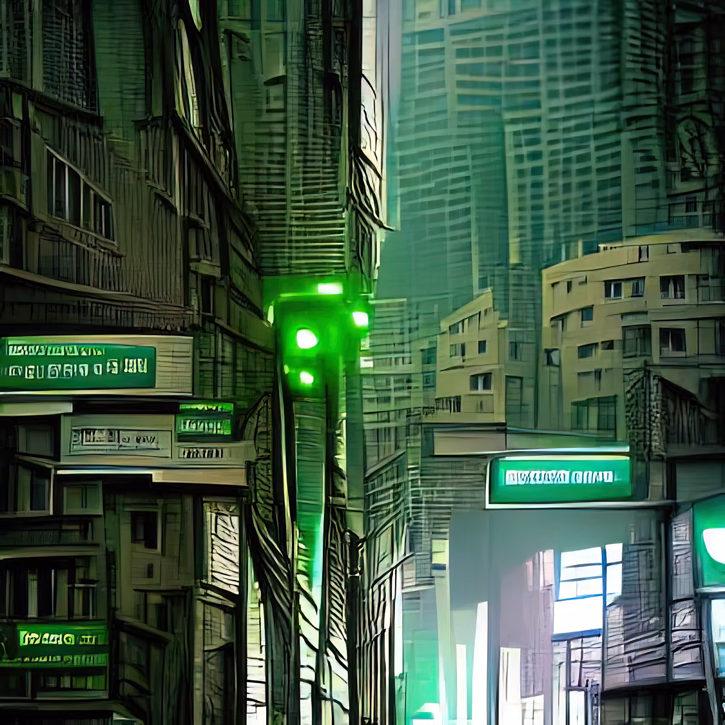 streets of cyberpunk city green light 8J8PKnL7CHHajFtjhaaa
