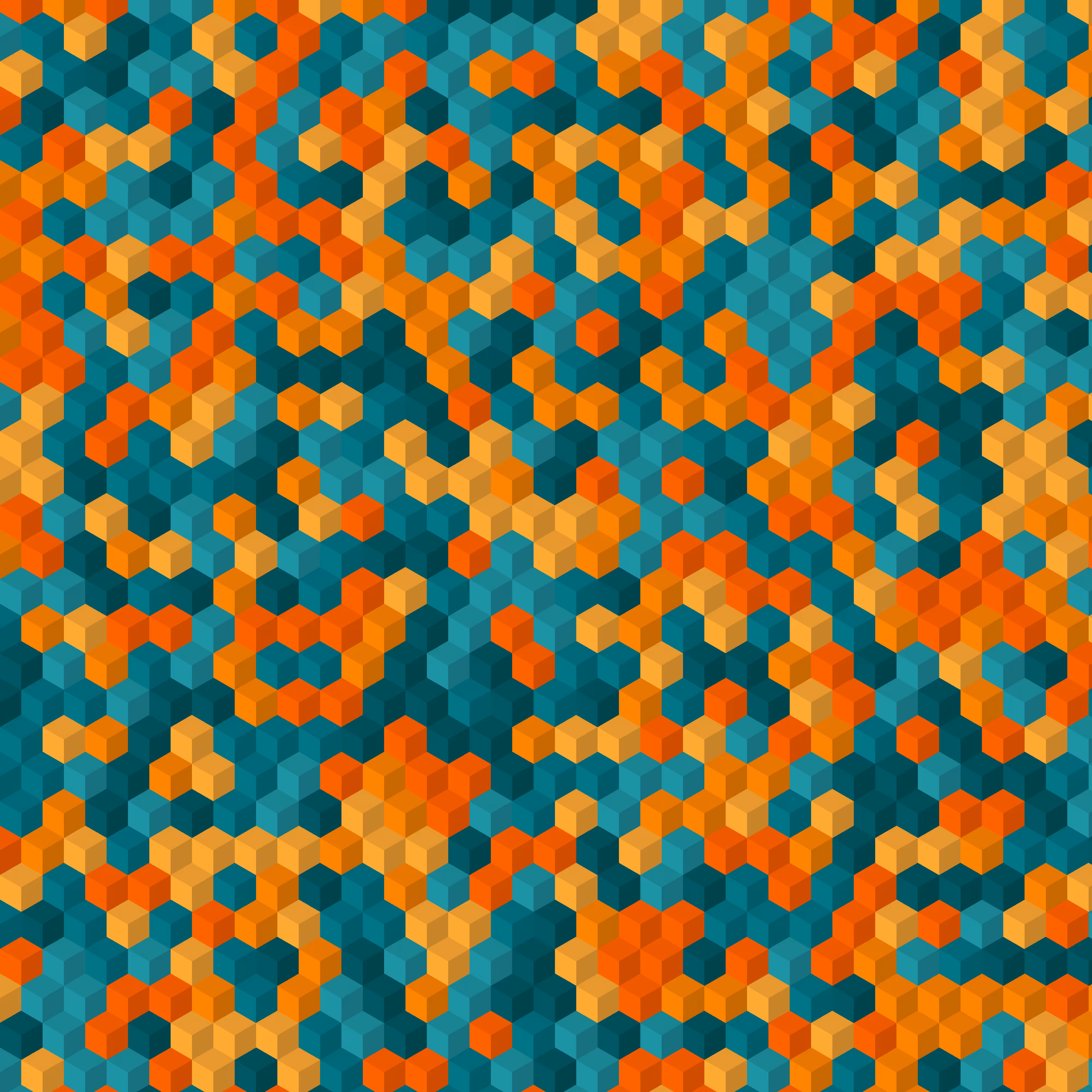 Cubes - Teal and Orange