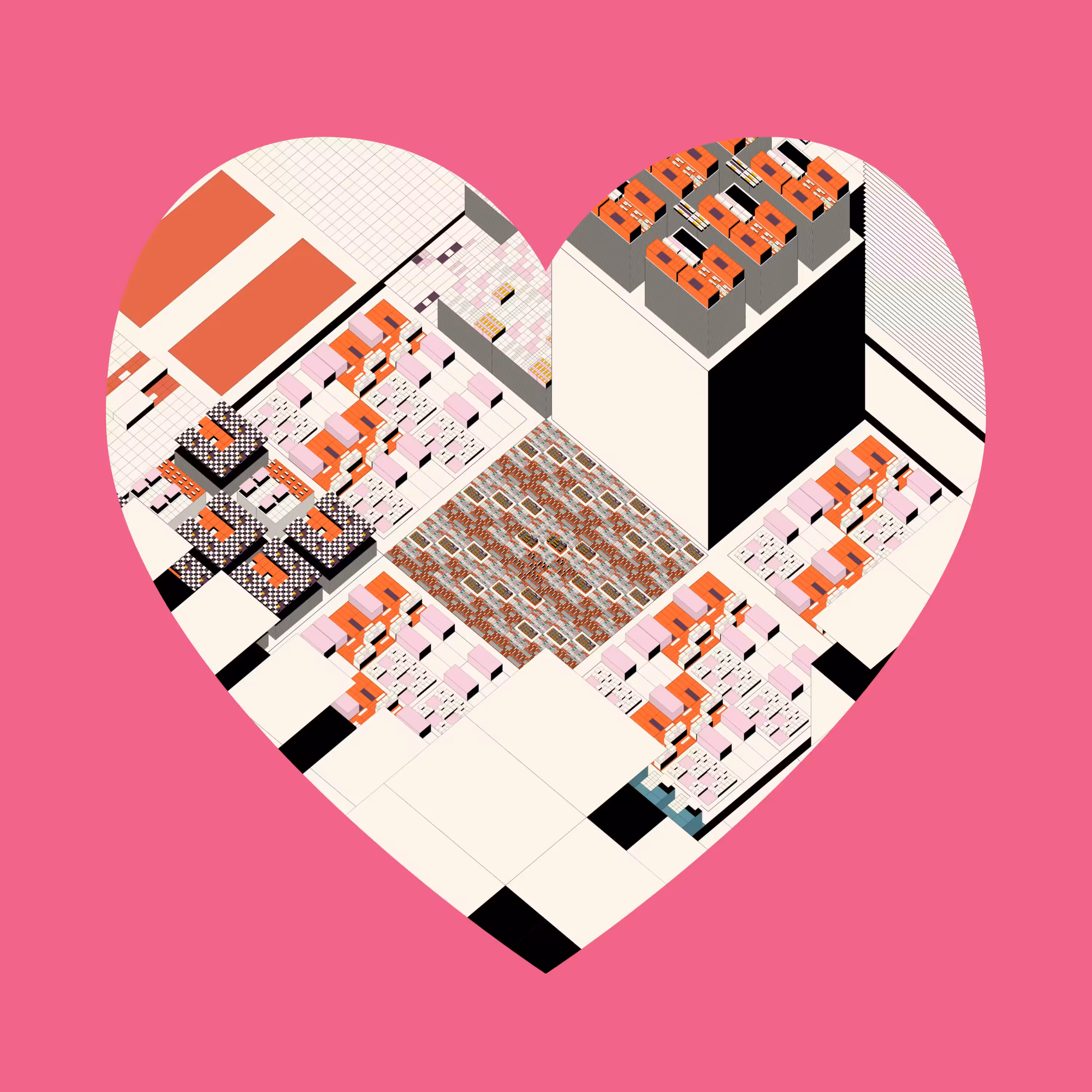 Deca Decagon  #19 PINK HEART Symbol Square