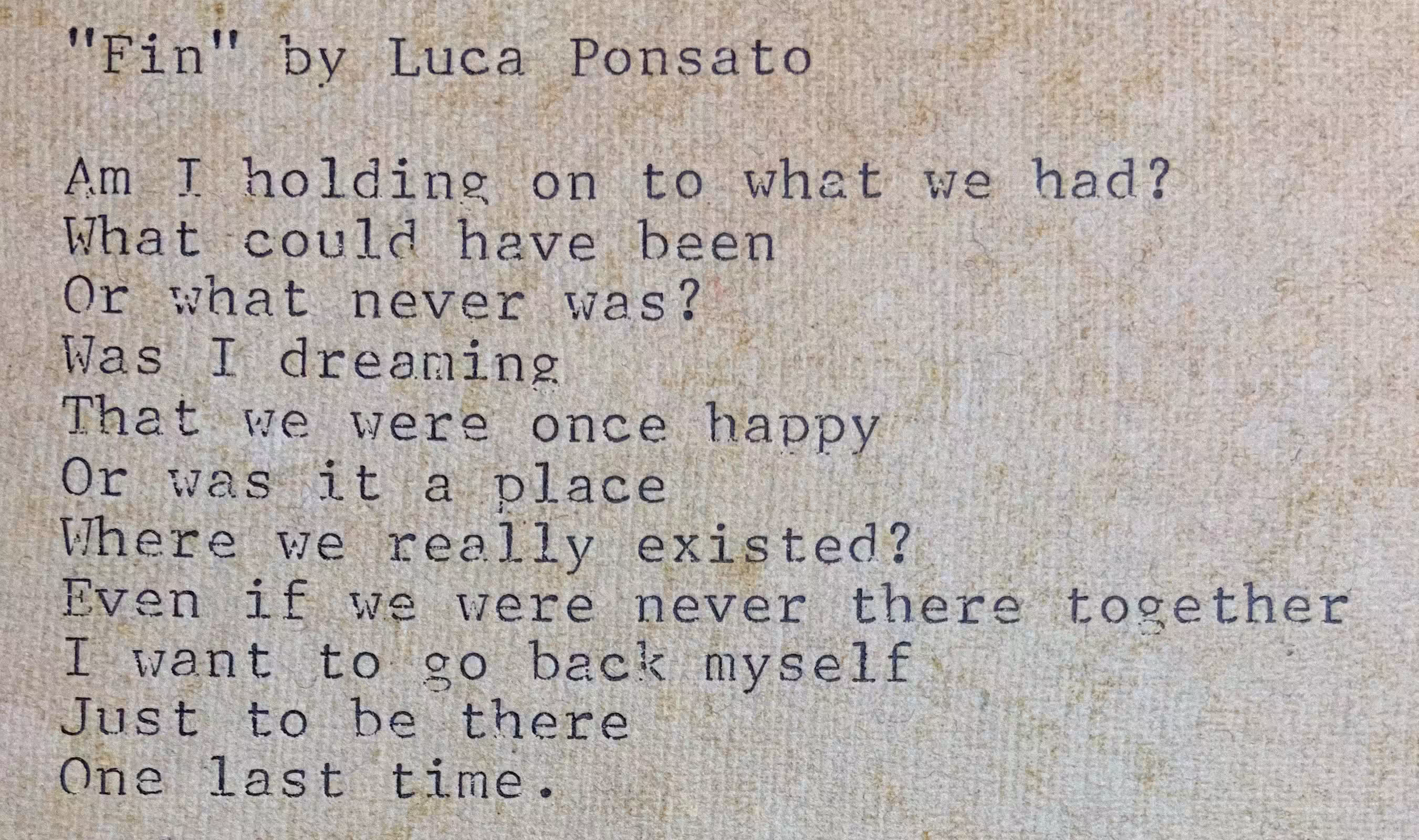 Luca Ponsato: Fin