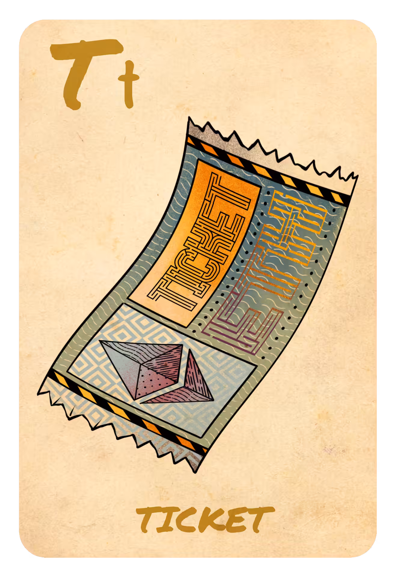 Alphabet Card Letters of SEWER STORY: T TICKET