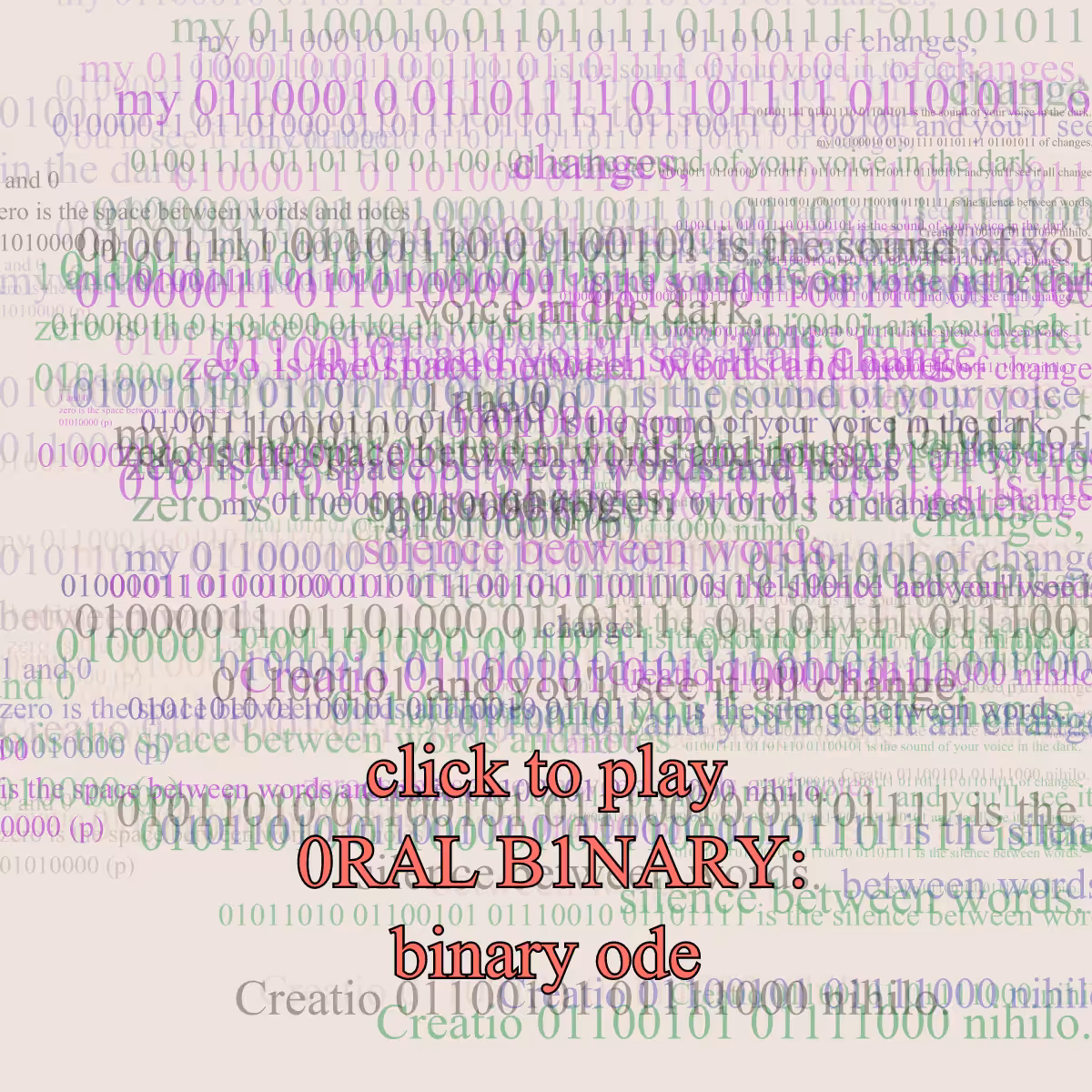 0RAL B1NARY: “BINARY ODE” #202