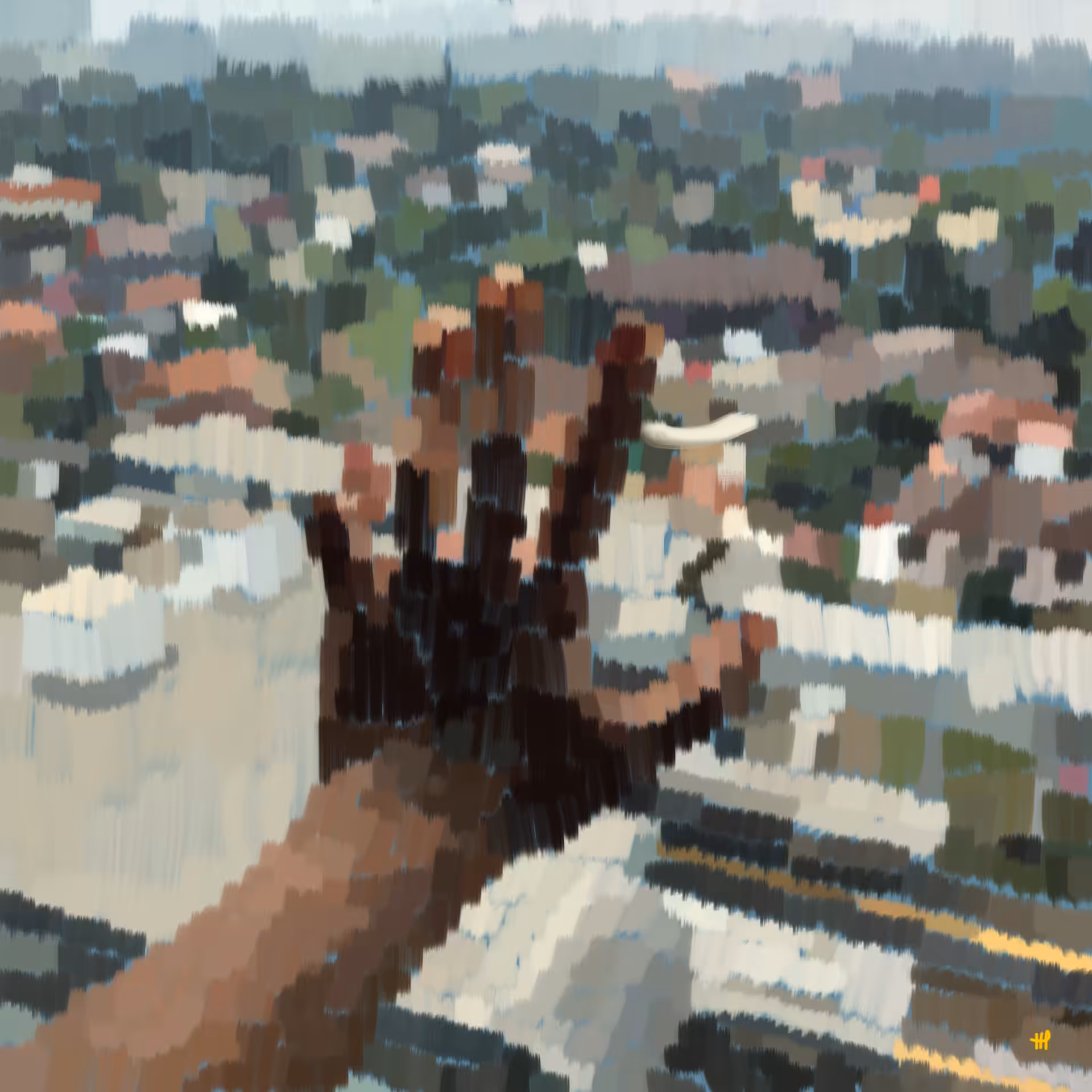 Hand on the Window but with Brush