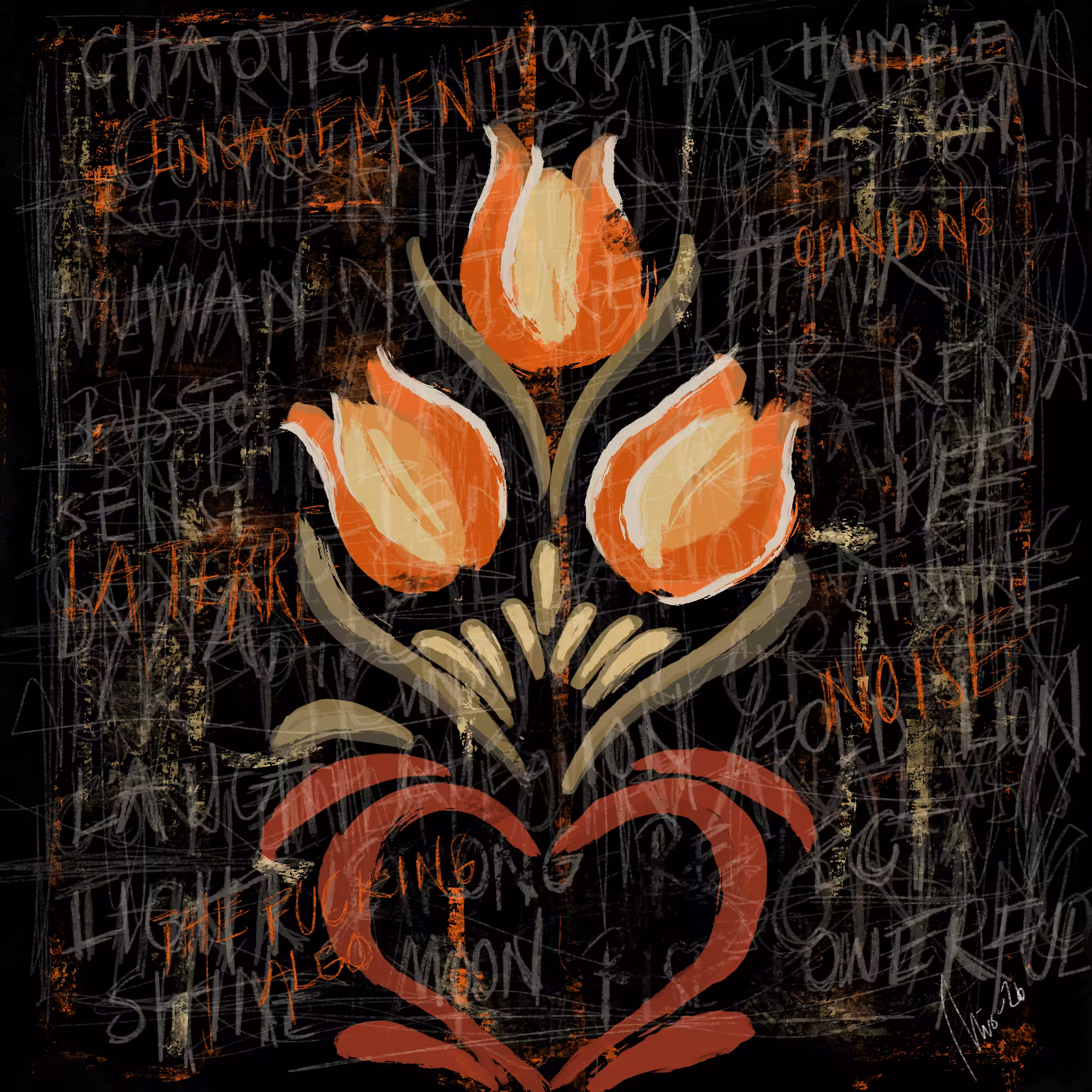 Charcoal flower 