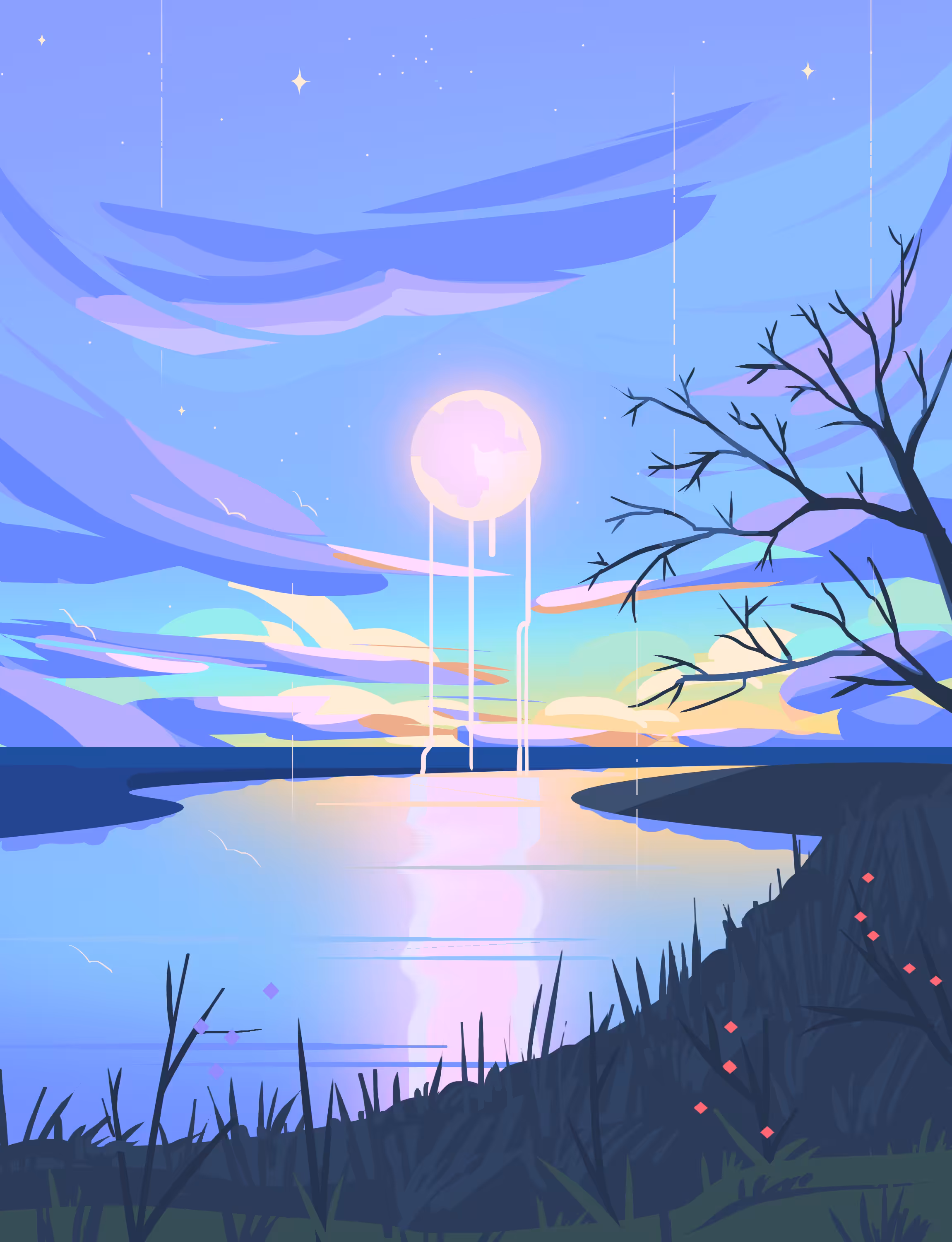 Moon over the river