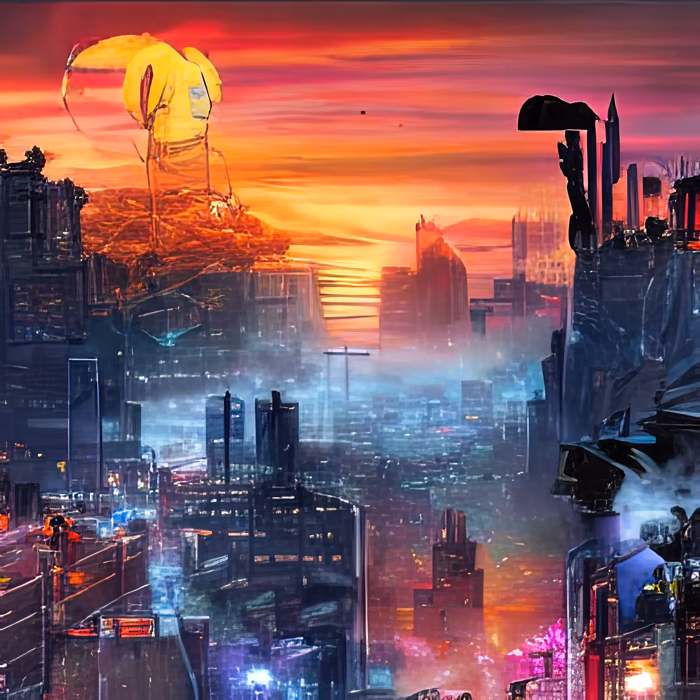 cyberpunk city panorama dawn 1717742292