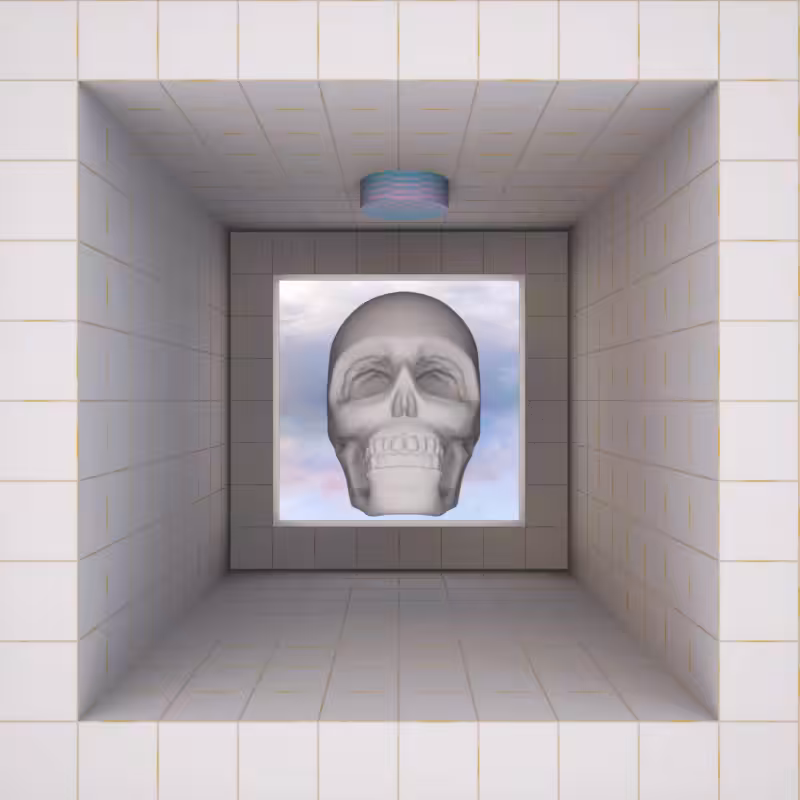Skull drenched in surreal paint.
