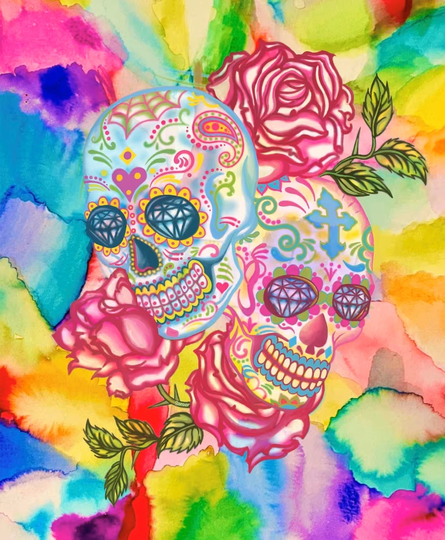 colorful skulls