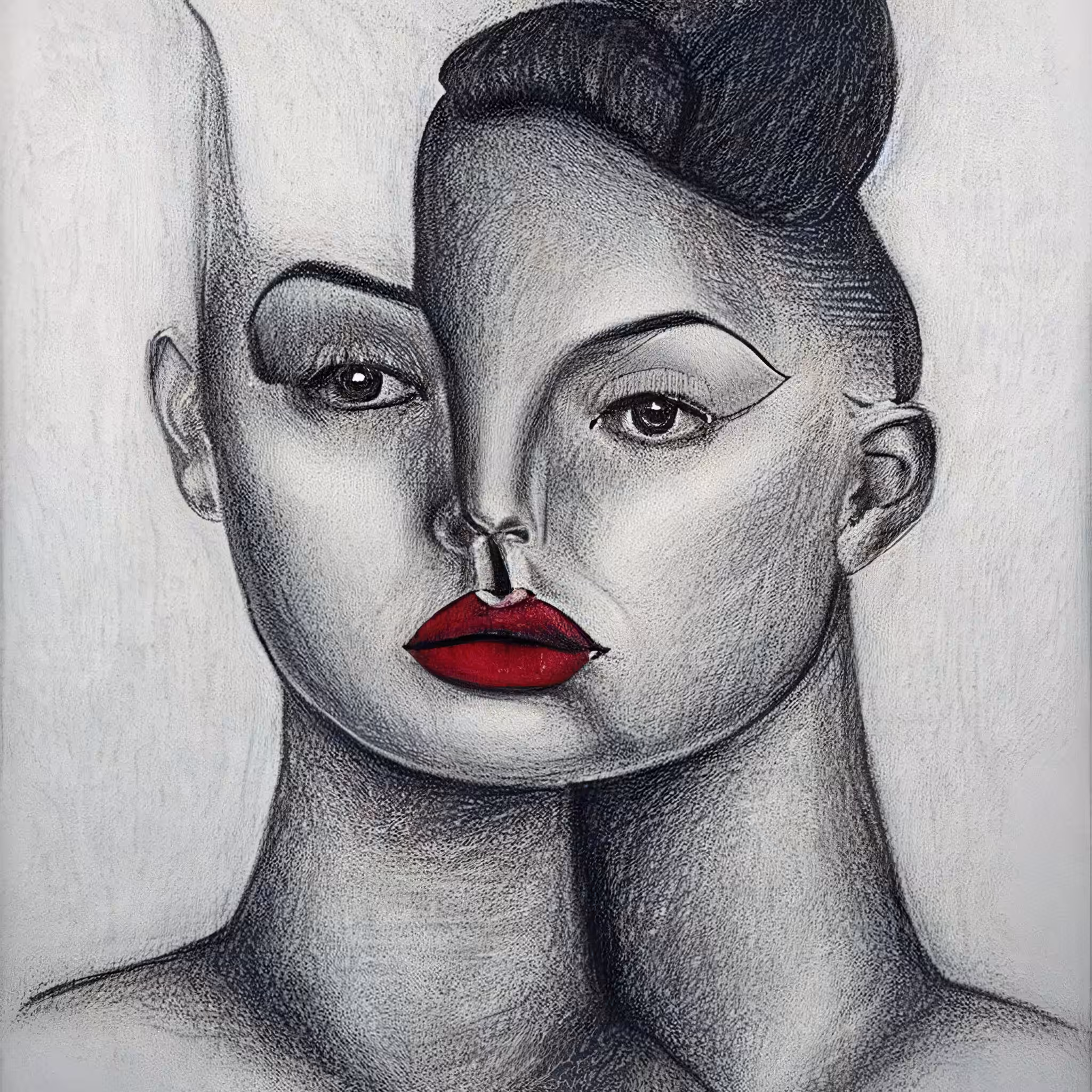 Charcoal Drawing of 2 in 1