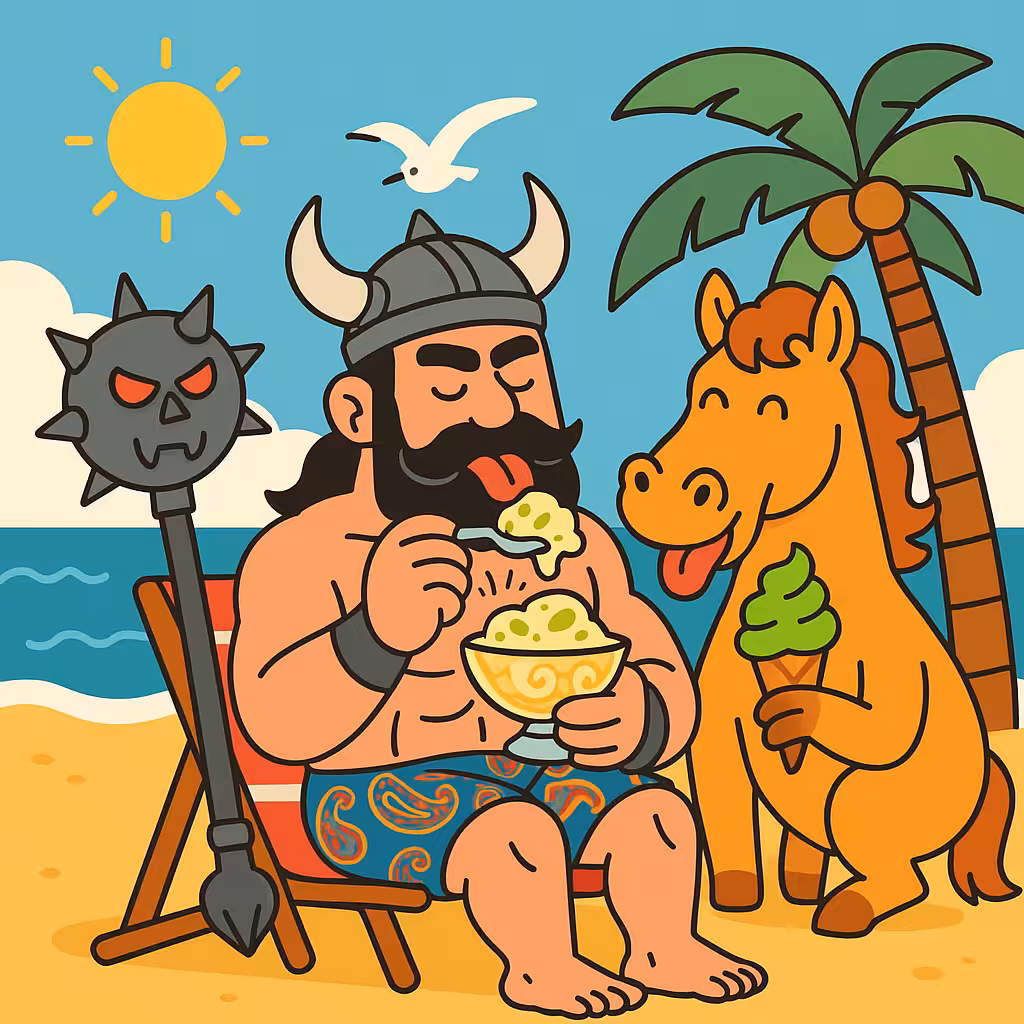 Rostam and Rakhsh Eating Ice Cream at the Beach