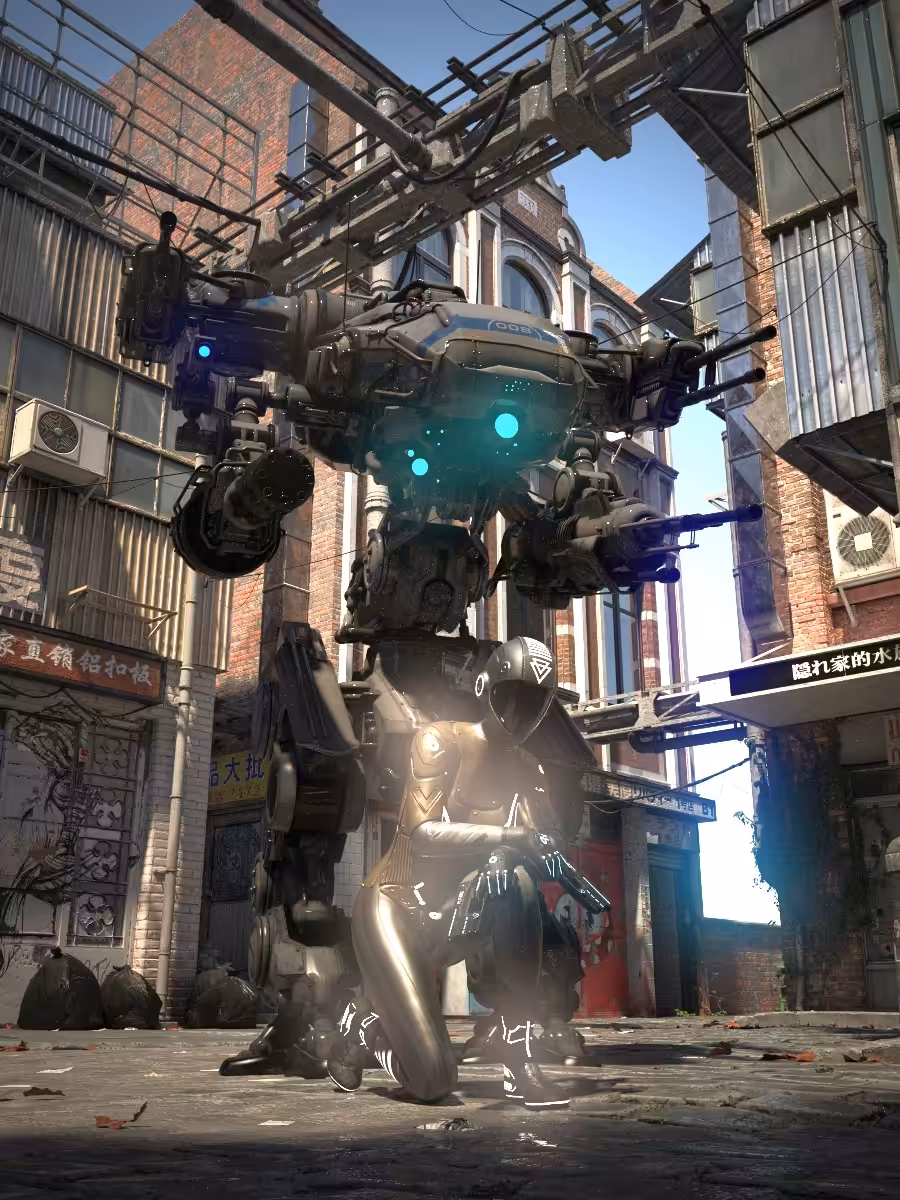 Cyberpunk city patrol