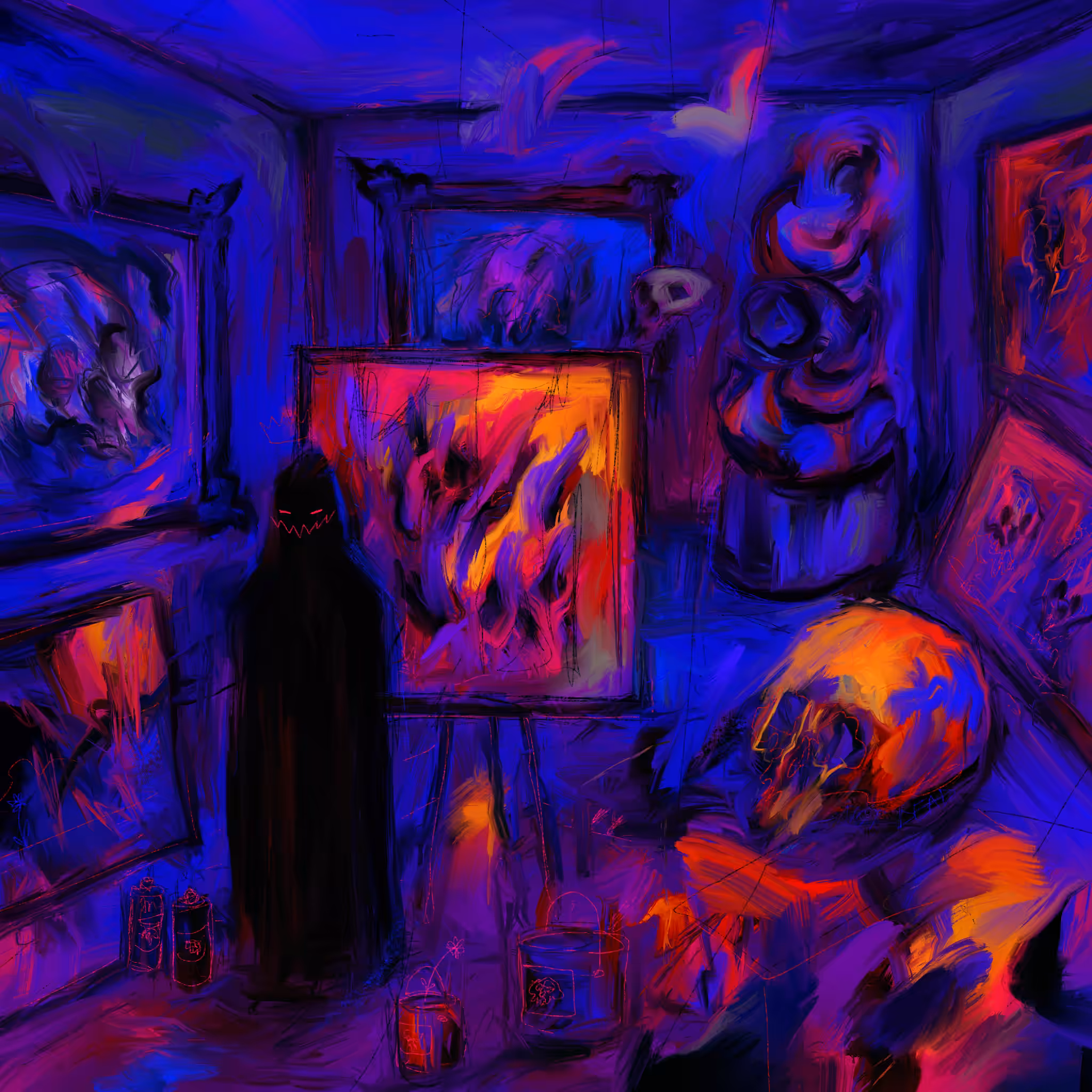 In the studio.