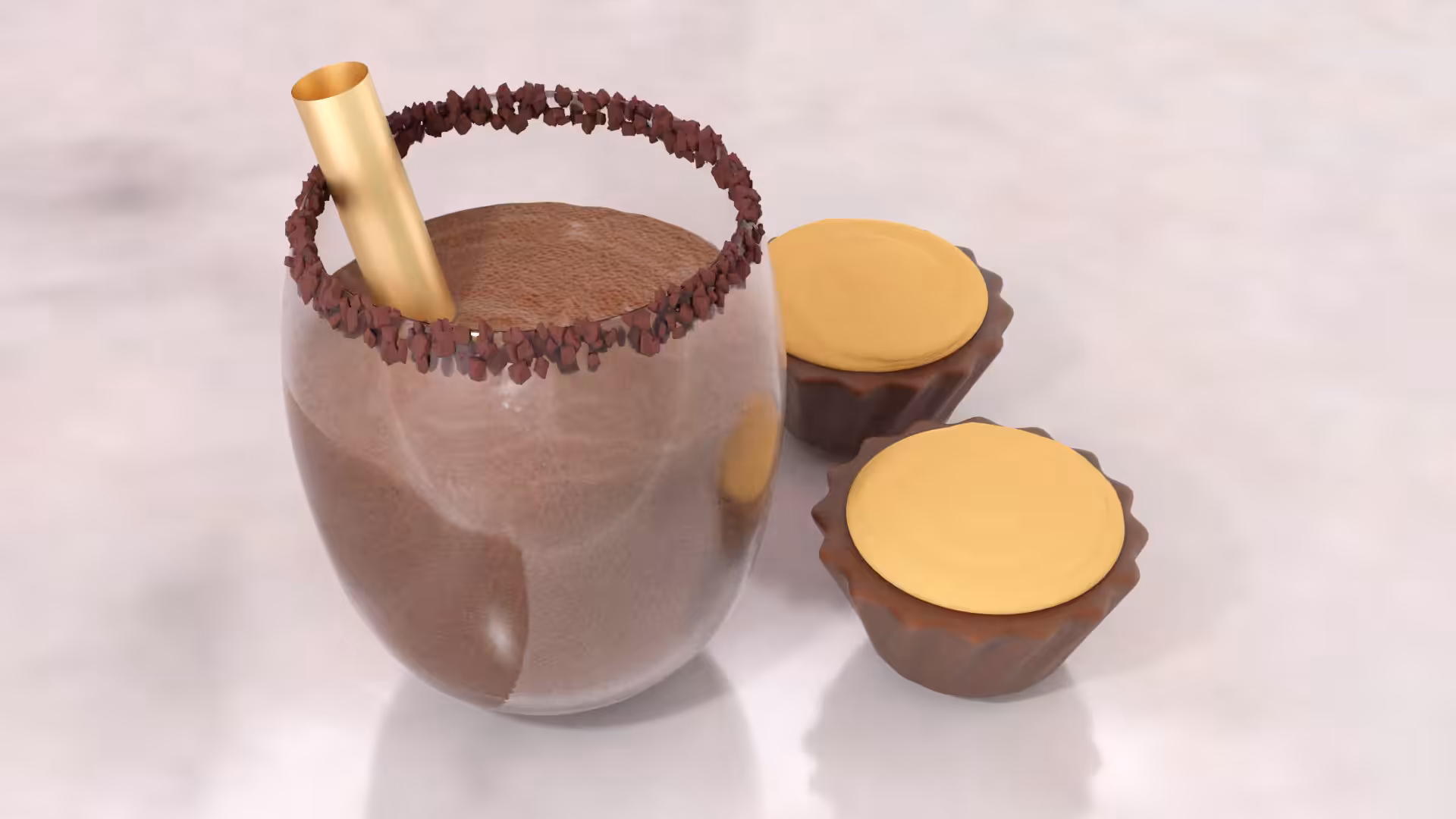 Milk chocolate margarita with mini peanut butter cups