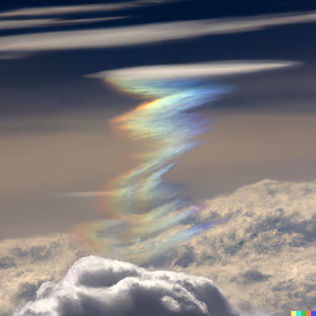 ☁️ 11- a iridescent cumulonimbus flammagenitus cloud taken from a commercial airliner cruising at about 10 km altitude