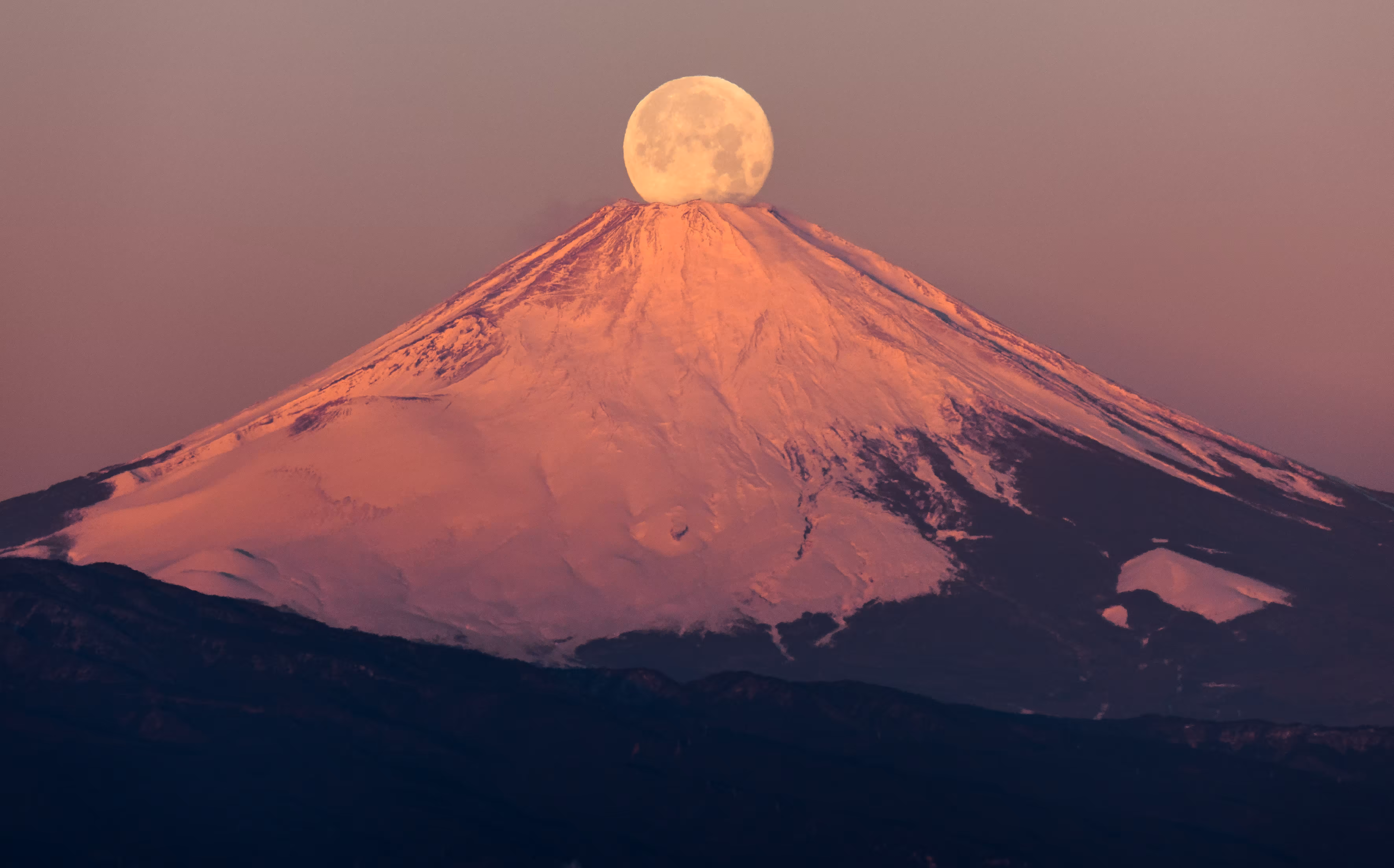Pearl Fuji -Japan Mt.fuji & full moon 富士山
