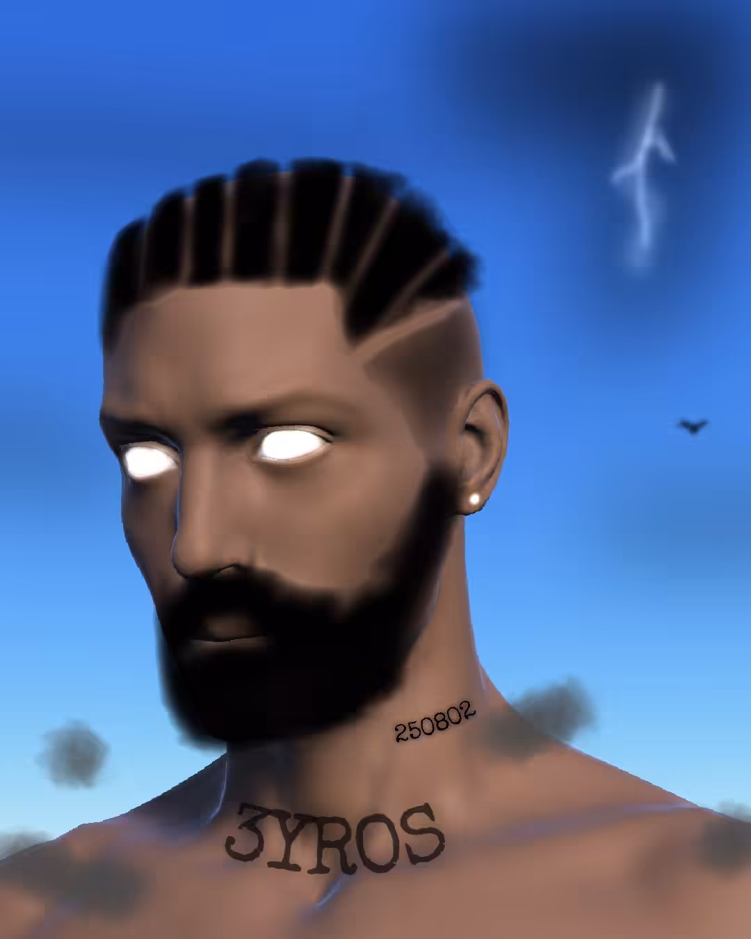 HIS HAIR IS THE STORM.