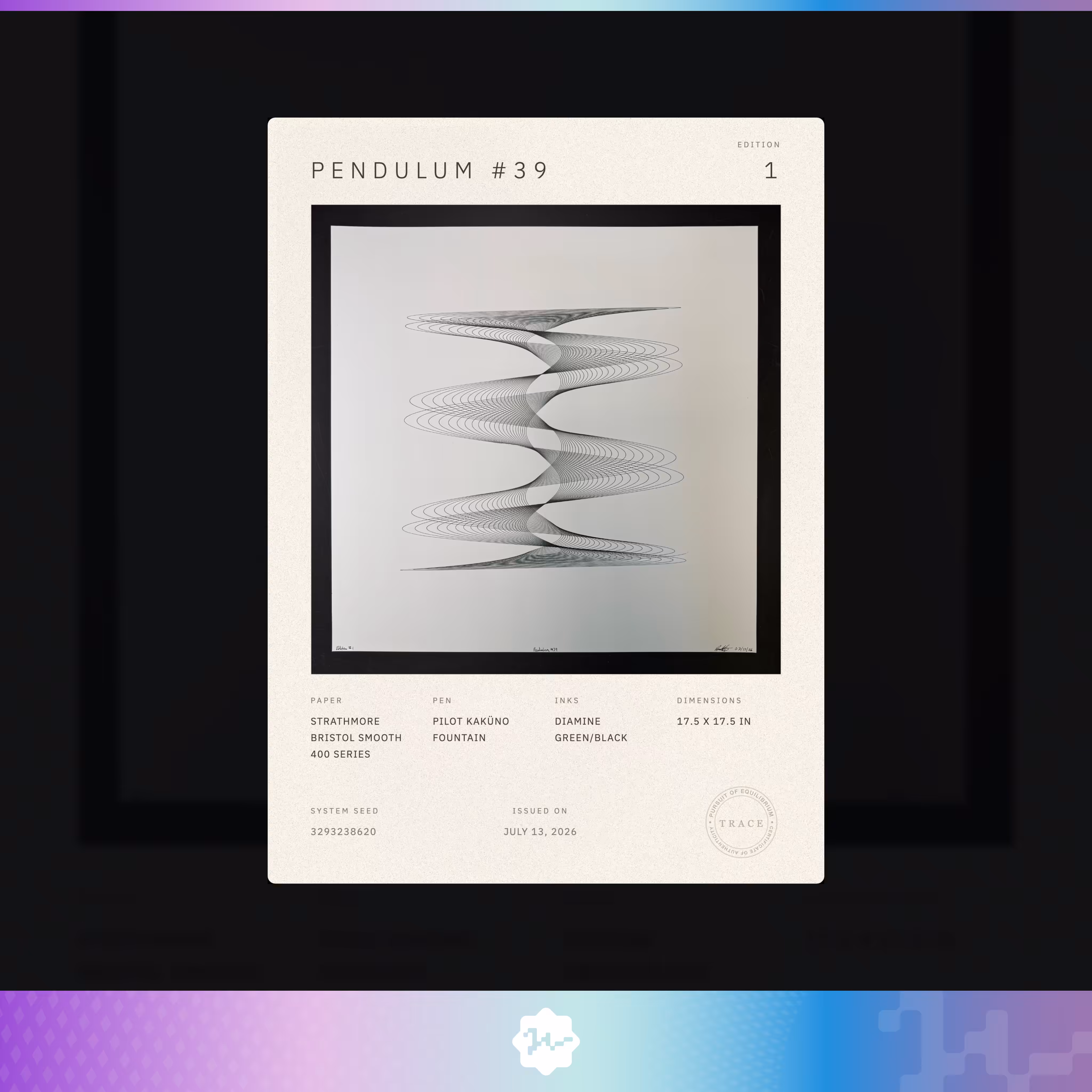 Certificate of Authenticity: Pendulum #39