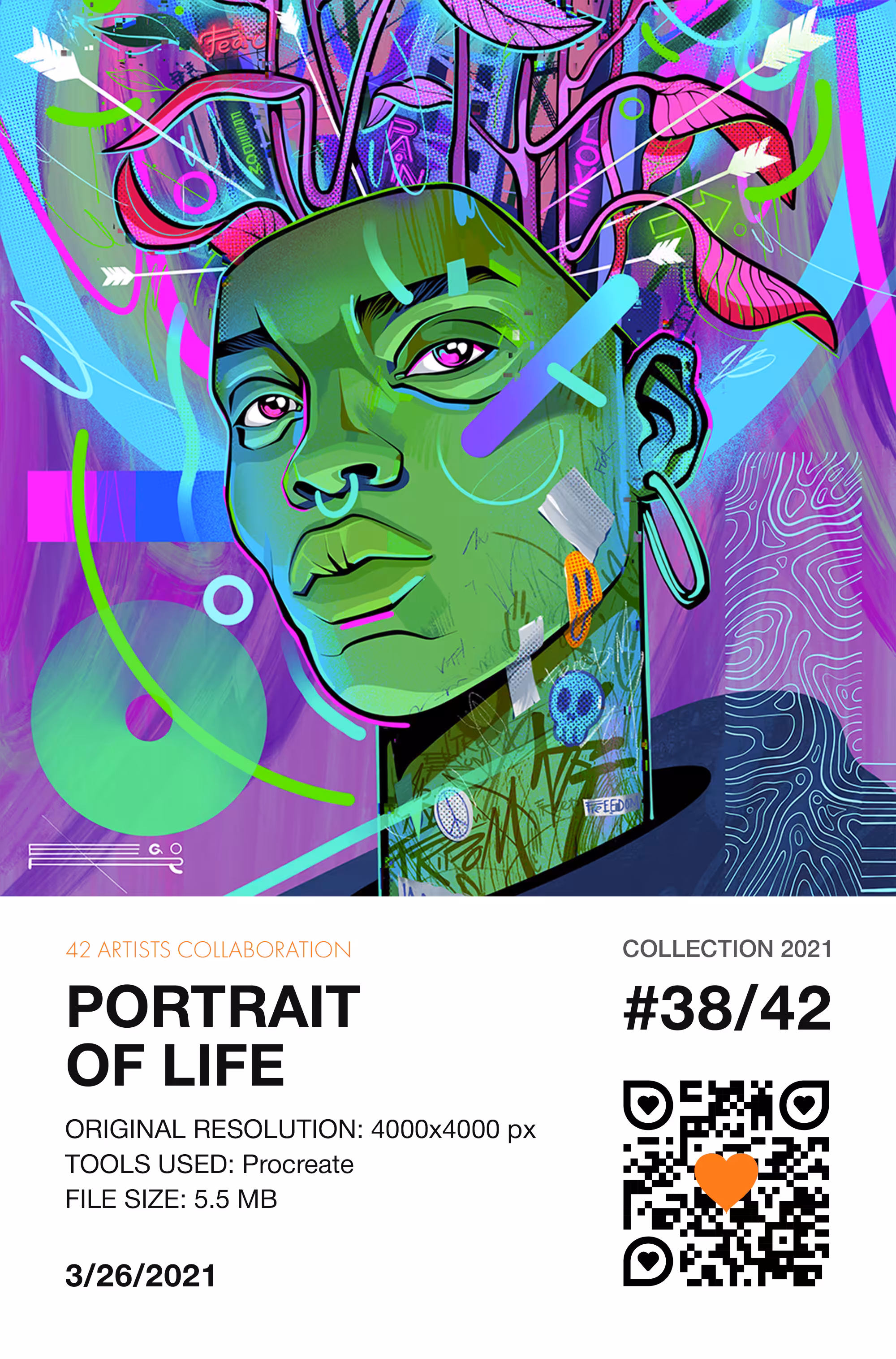 42 Artists Collaboration #38/42 —  PORTRAIT OF LIFE