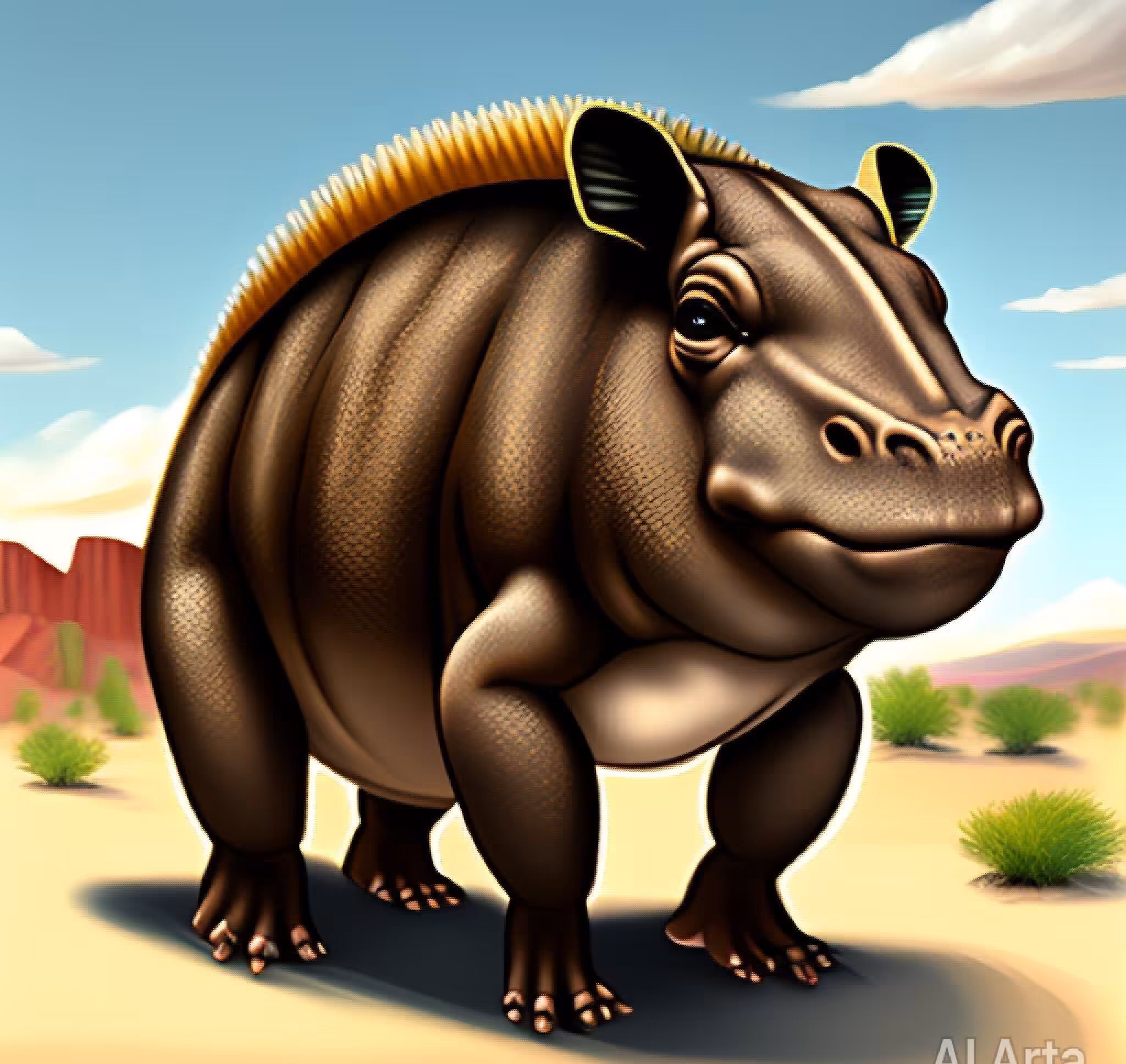 Ferry on dock: Land dinosaur 