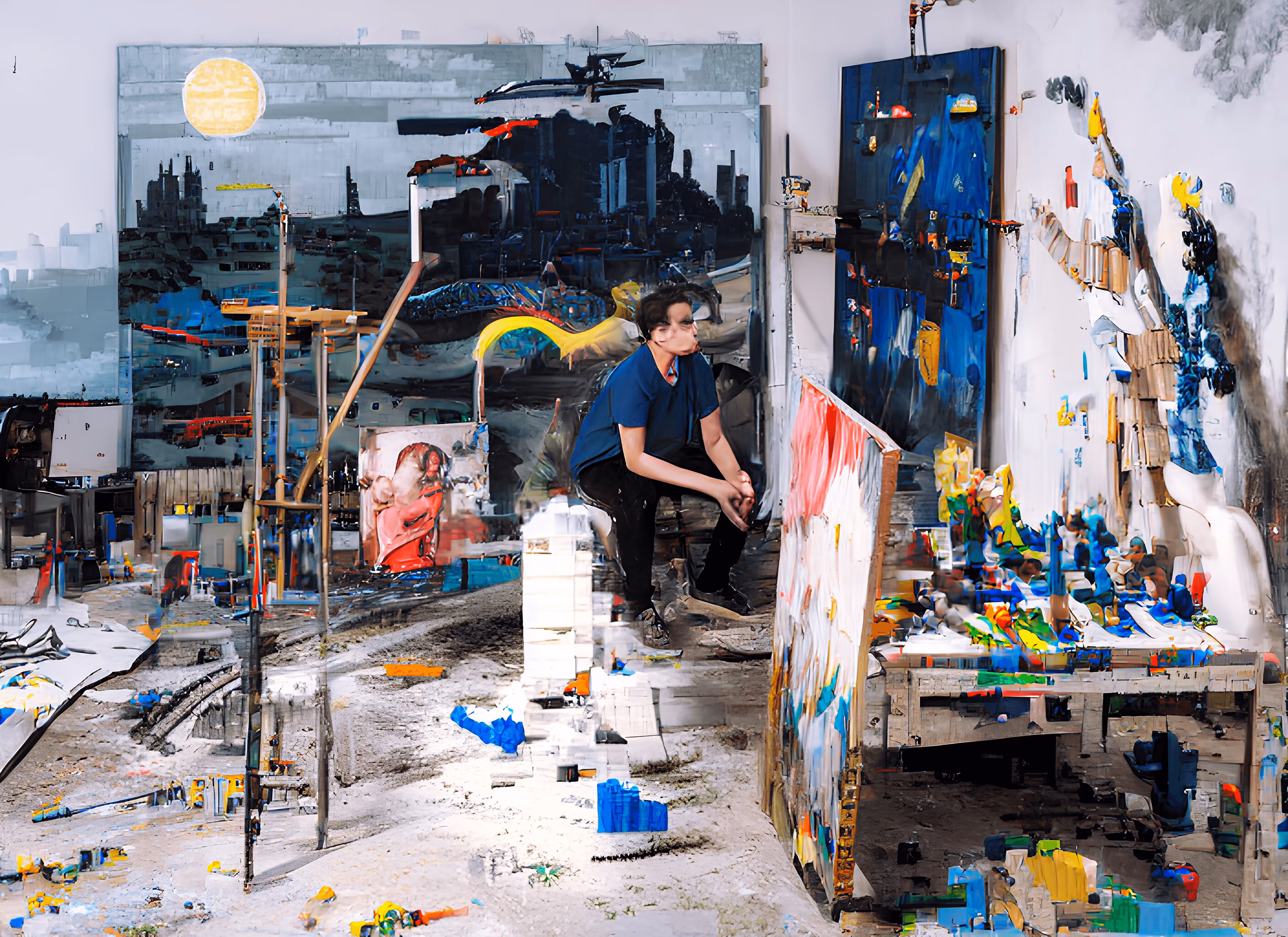 Artist working with LEGO